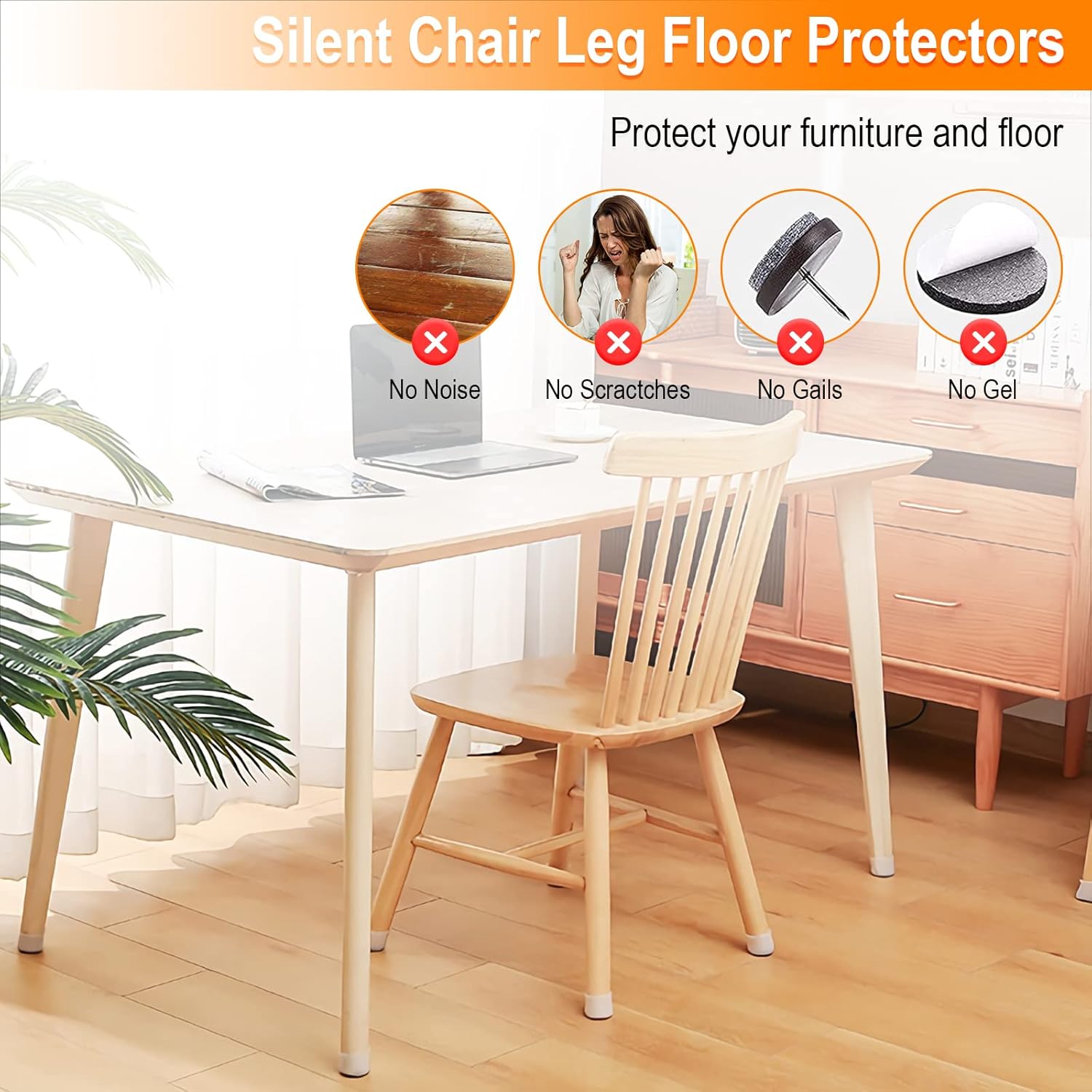 24pcs Chair Leg Floor Protectors, Silicone Felt Furniture Pads for Hardwood Floors, Chair Legs Caps to Prevent Floor from Scratches and Reduce Noise, Easy to Move(Transparent) : Everything Else