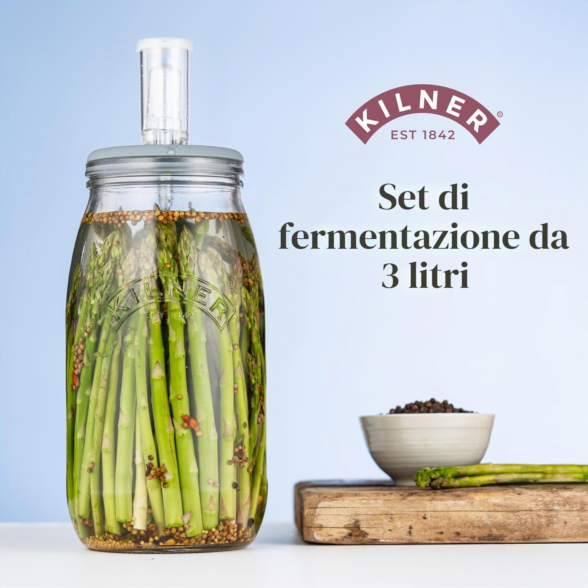 Kilner, Set di fermentazione per crauti/Kimchi/sottaceti, Trasparente