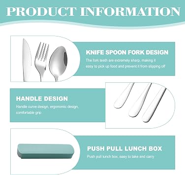 4PCS Portable Cutlery Set with Case, Green