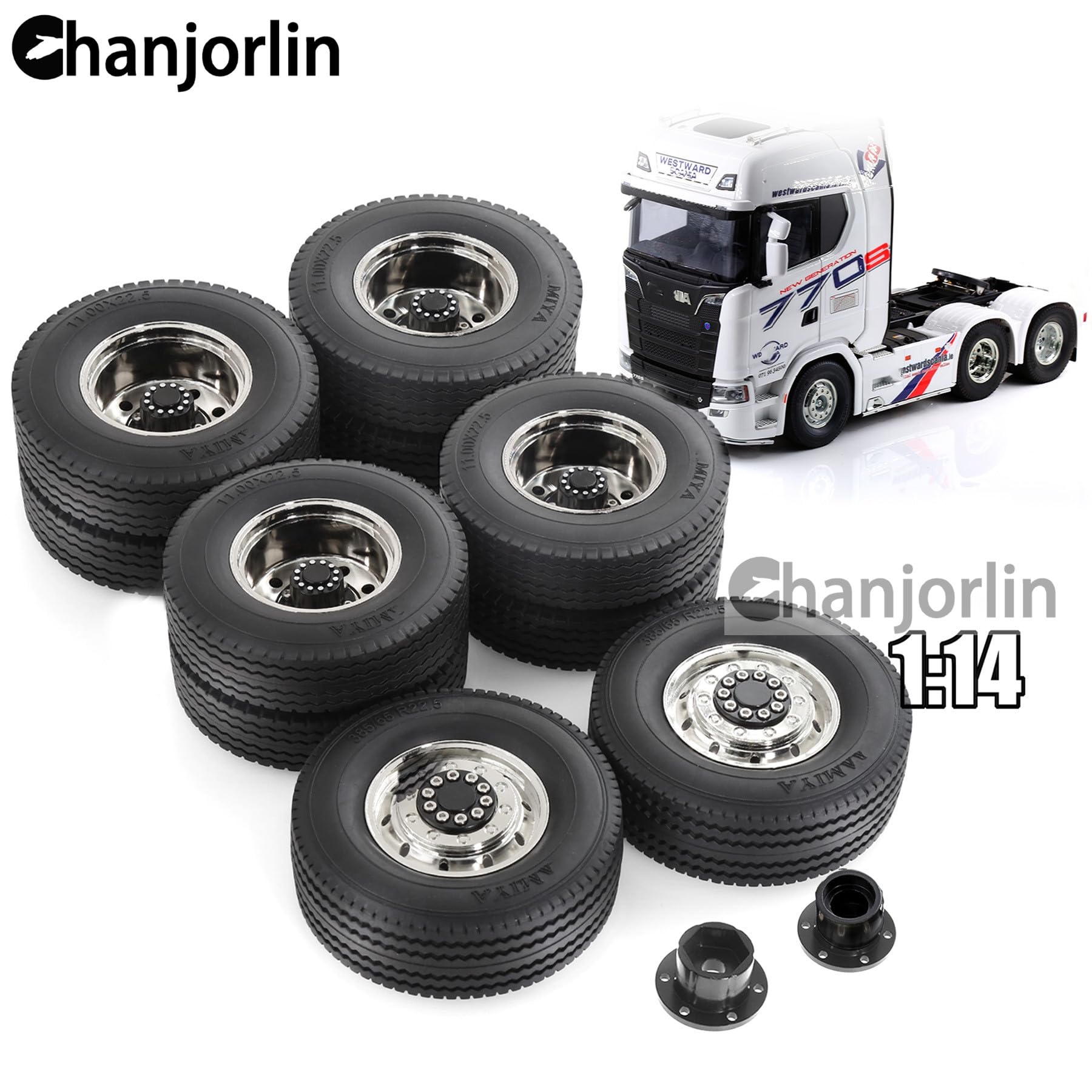 Amazon | Chanjorlin 1/14 RCフロントトラクタートラックタイヤと