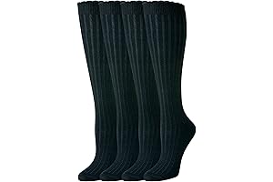 Trendy Women's Casual Cotton Knee High Socks, 4 Pairs