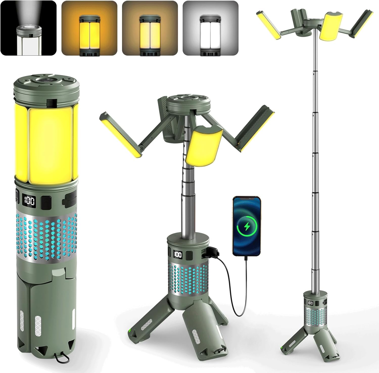 Telescopic Camping Lights, Rechargeable Camping Lights with Stand,12000mAh Collapsible Camping Lanterns, Magnetic Base Portable Flashlights IPX5 Waterproof for Camping,Hiking,Emergency Use Telescopic Camping Lights, Rechargeable Camping Lights with Stand,12000mAh Collapsible Camping Lanterns, Magnetic Base Portable Flashlights IPX5 Waterproof for Camping,Hiking,Emergency Use