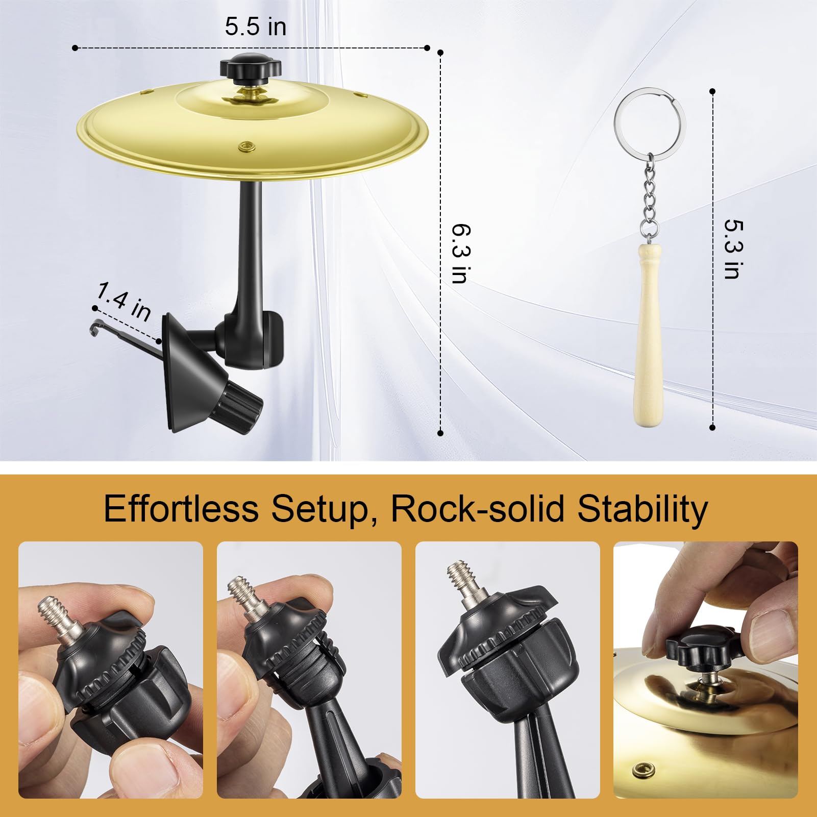 Mini Car Drum Cymbal For Car Air Vent (Gold) – Crash Cymbal Dashboard Ornament Accessory for Musicians, Drummers, Music Lovers – Funny Auto Interior Gift for Men Women Teens