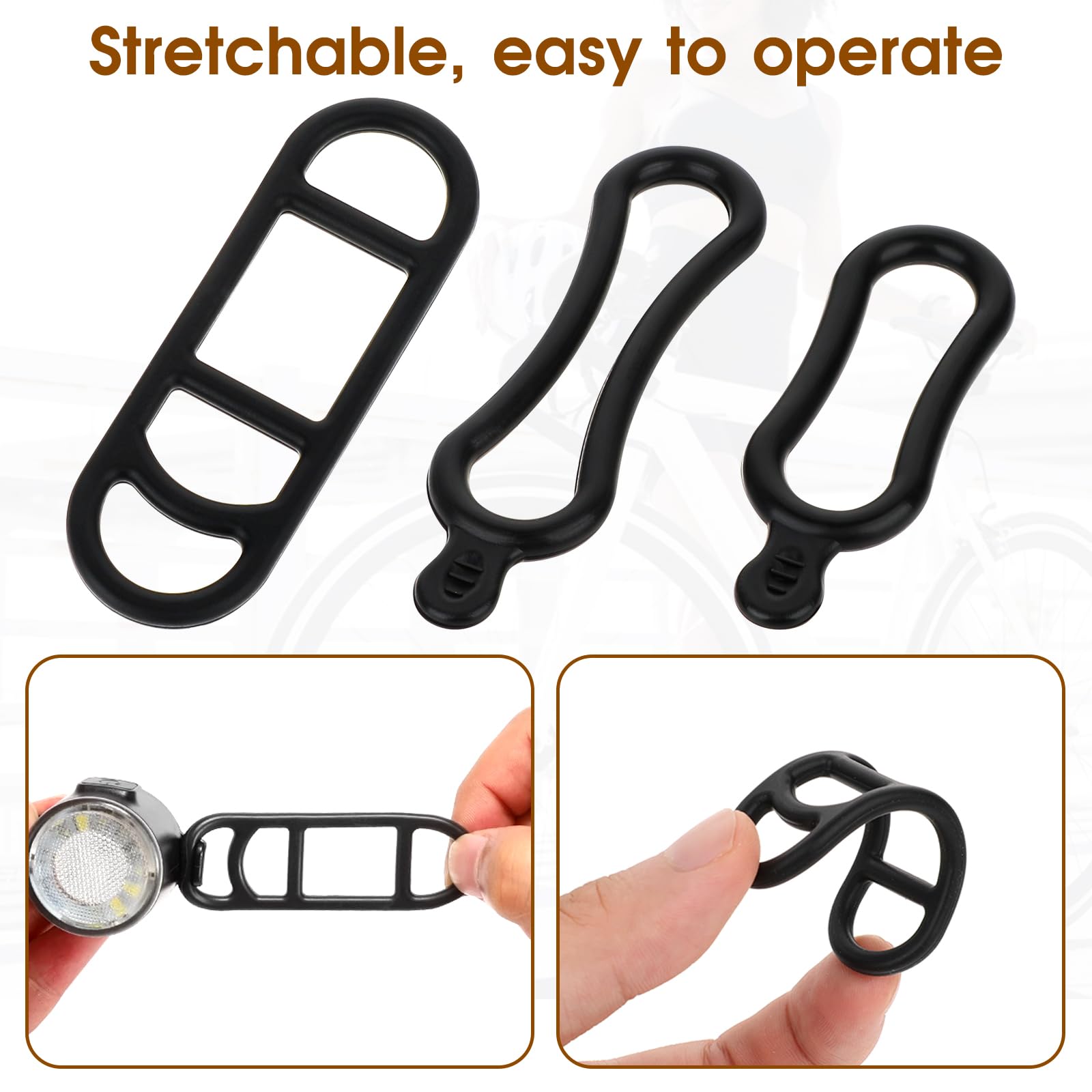 Lot De 10 Bandes Silicone Pour Vélo - 7cm élastiques Support Guidon Lampe GPS