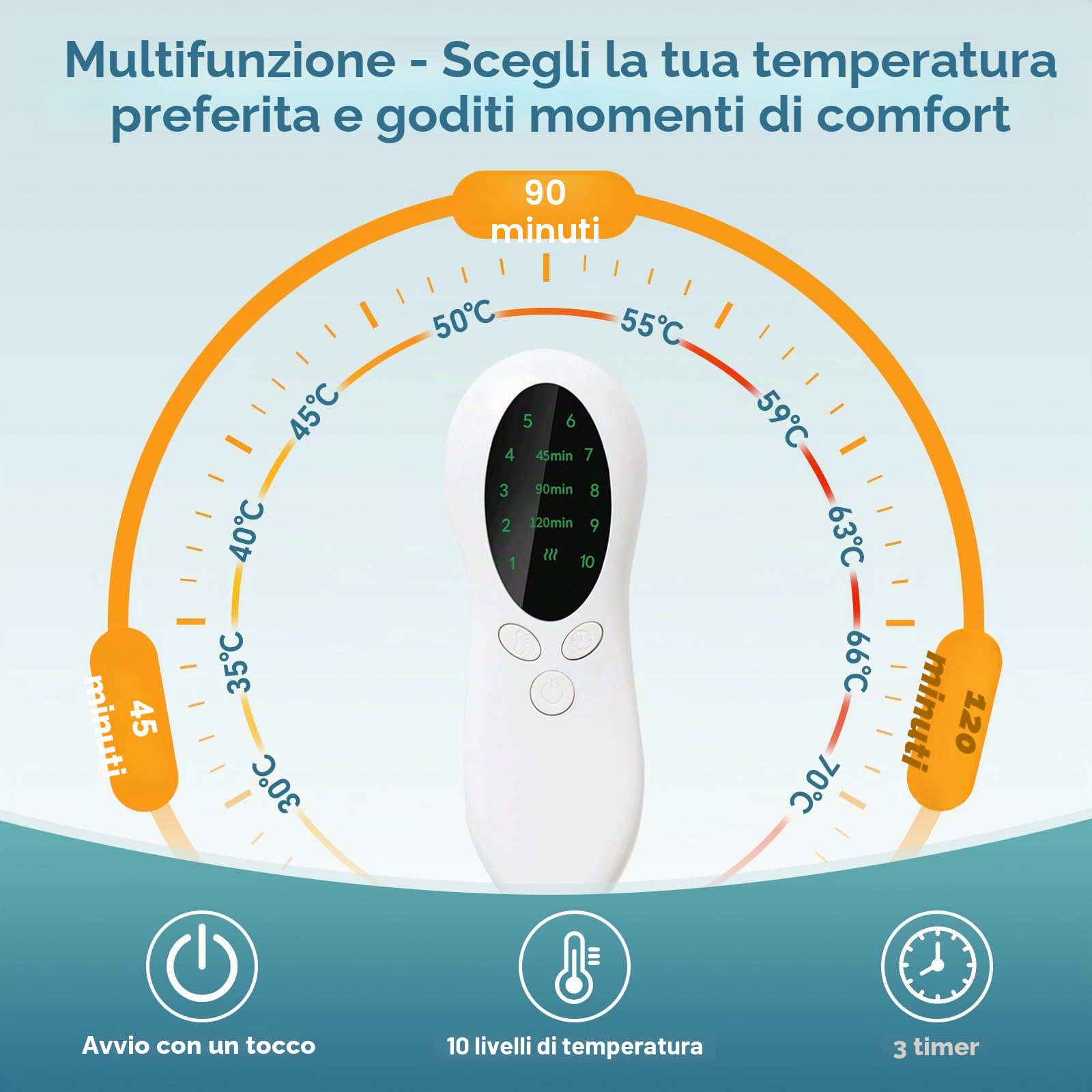 Souvik Termoforo Cervicale e Spalle, Scaldacollo Cervicale Per Donne e Uomini, Cuscino Termico Ponderato, Scalda Collo Elettrico Cervicale, 10-Temperature, 3-Timer, Lavabile in Lavatrice, 1.1KG