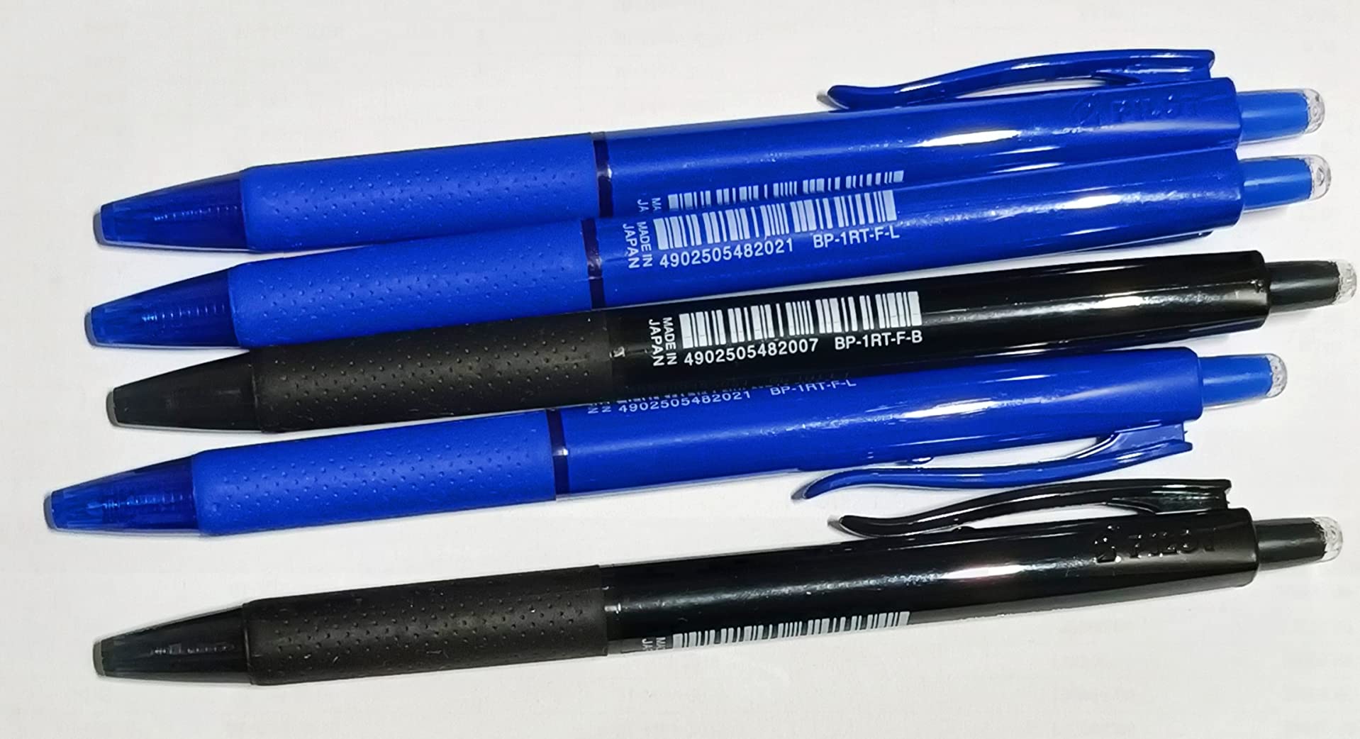 Pilot BP-1 RT 0.7mm Fine Tip Ball Pen with Soft Rubber Grip | Pack of 5 ...