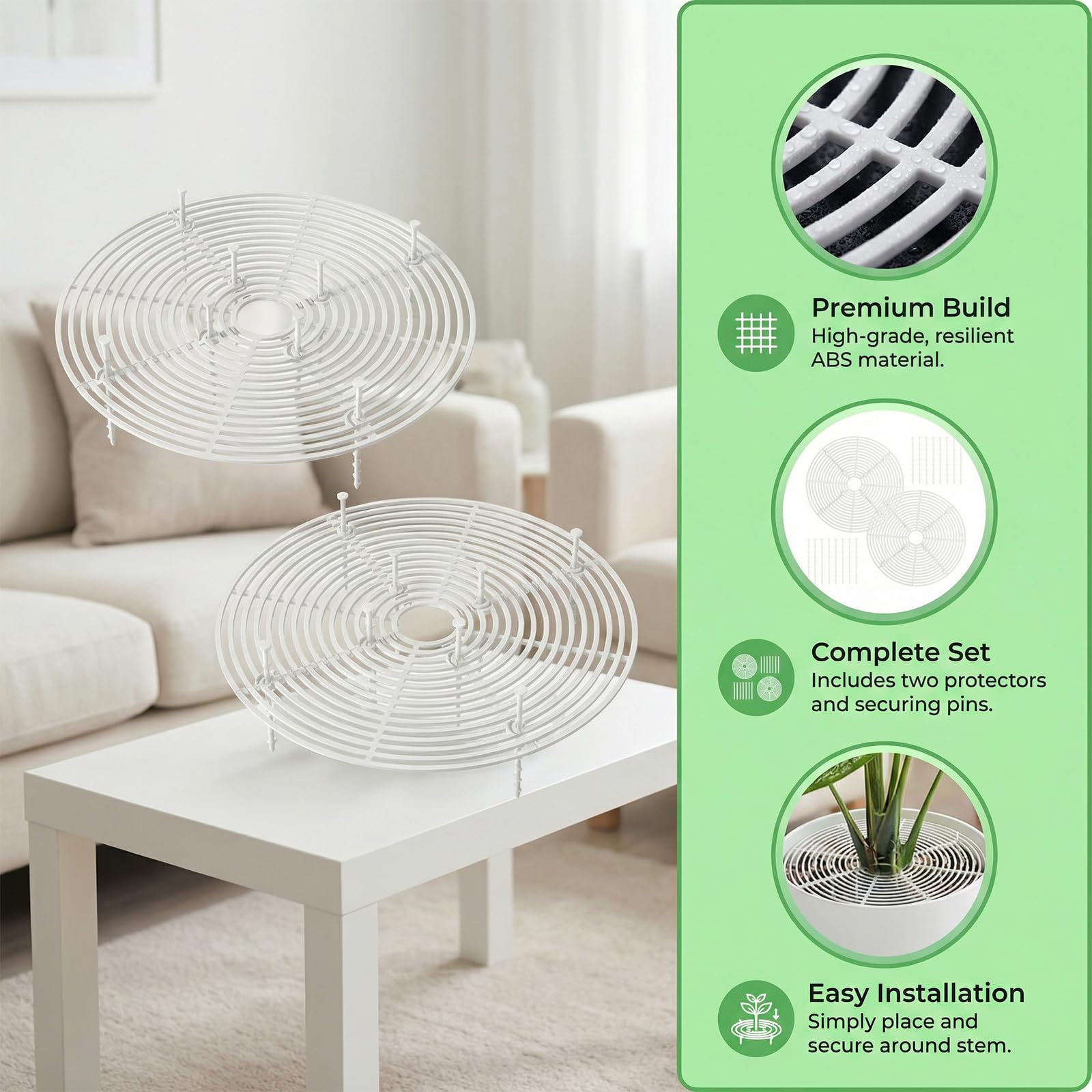 Grilles de Protection pour Pots de Plantes 30 cm, Cache-Pot Découpable Plastique - Protège Plantes Contre Chats et Enfants, Blanc