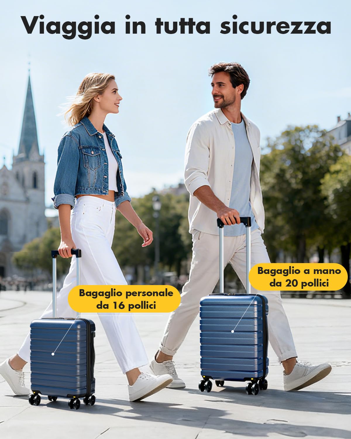 Lekesky Valigia da Cabina 55x35x25, Trolley Bagaglio a Mano Rigida Resistente e ABS Leggera con Lucchetto TSA, Adatto per Ita Airways, 38L, Blu