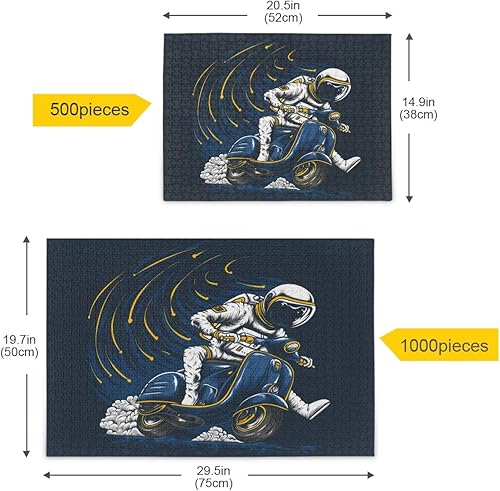 Vista 2 de Jigsaw Puzzles for Adults Kids - Astronauta Riding Motorcycle Puzzle Adult Adults for Puzzles 500 Piece Large Puzzle for Puzzles Toys