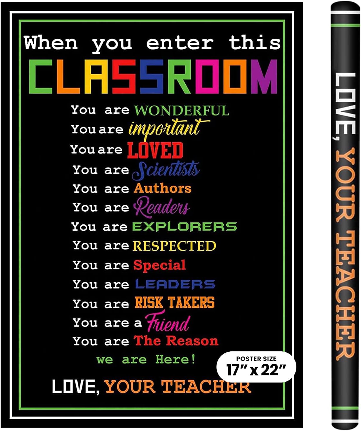 17” x 22 Laminated Inspirational Classroom Wall Poster for Middle School, Elementary School & High School Kids, Large Durable Poster for Use in Homeschool or Classroom Settings