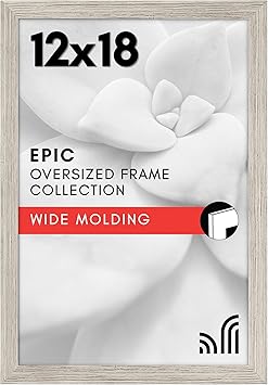 Americanflat 12x18 Poster Frame with Polished Plexiglass - Wide Picture Frames Made of Engineered Wood for Vertical or Horizontal Wall Display - Epic Collection - Driftwood