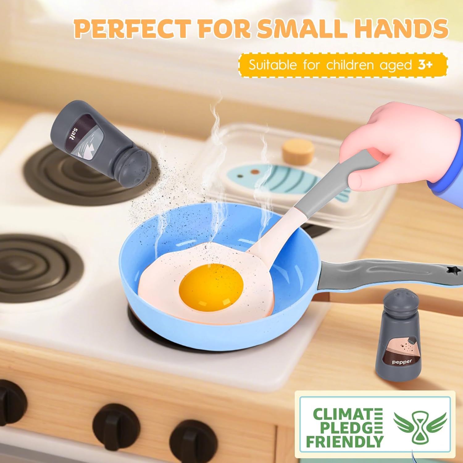 105Pcs Kids Kitchen Toy Accessories, Toddler Pretend BBQ Camping Cooking Playset, Play Pots, Pans, Utensils Cookware Toys, Play Food Set, Vegetables, Learning Gift for Girls Boys - Image 4