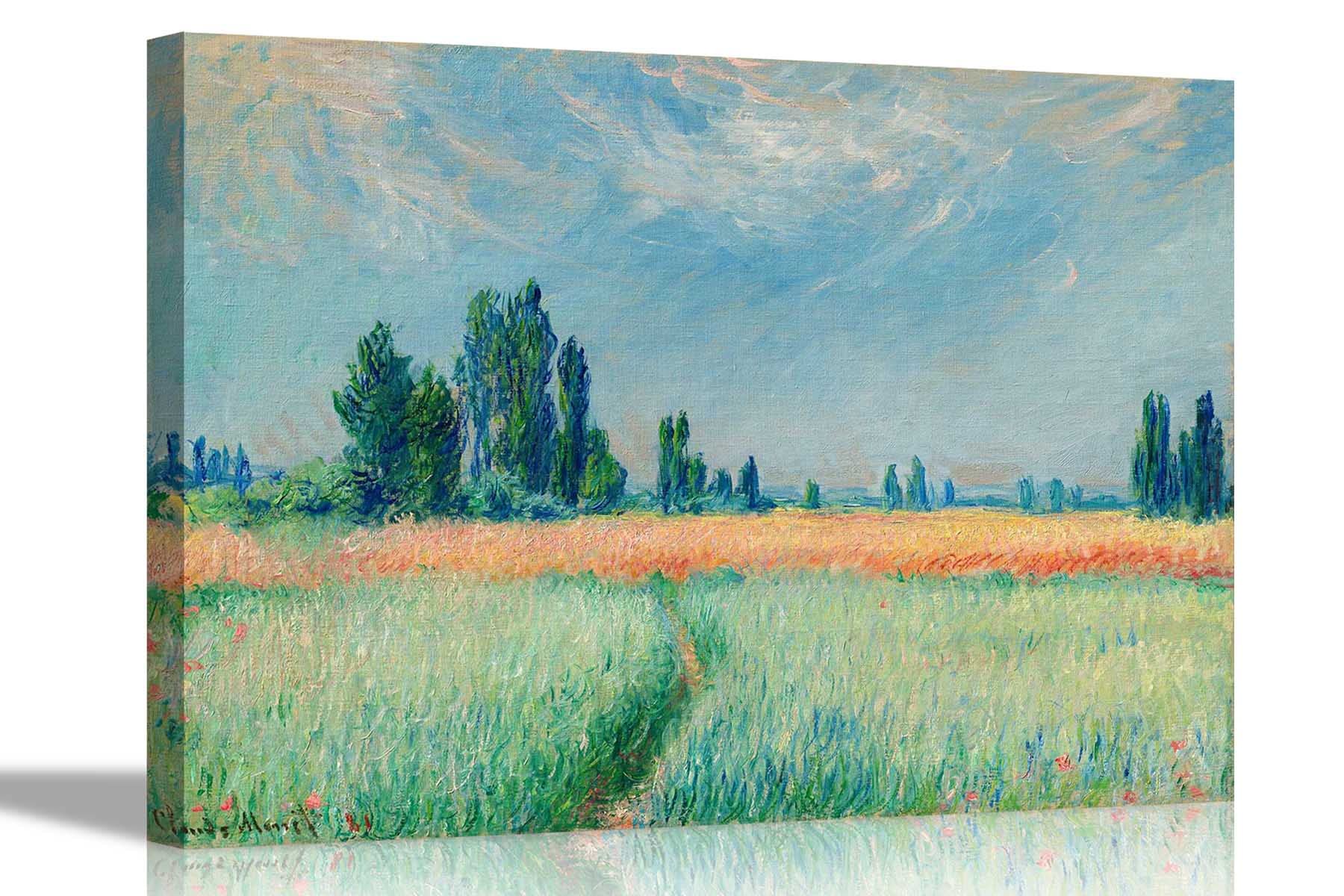 Artley Prints Wheatfield By Claude Monet Canvas Wall Art Prints Framed Poster Pictures Home Decor Livingroom Artwork 51 X 38Cm (20 X 15 Inches)