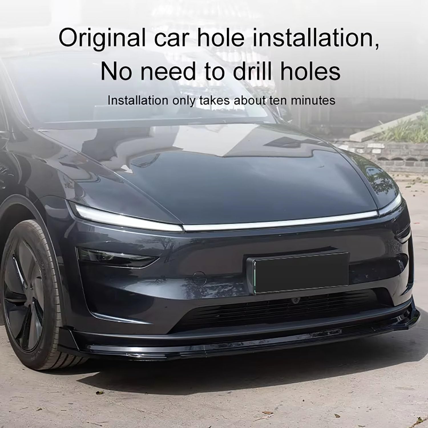 Für Tesla Model Y Juniper 2025 2026 Frontschürze Lippe Front Schaufel kit Limousine Körper Spoiler Splitter Kit,GlossyBlack