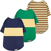 Vista 12 de Fitwarm Paquete de 3 camisas para perro a rayas de bloques de color, ropa de verano para perros pequeños, camiseta transpirable y ligera