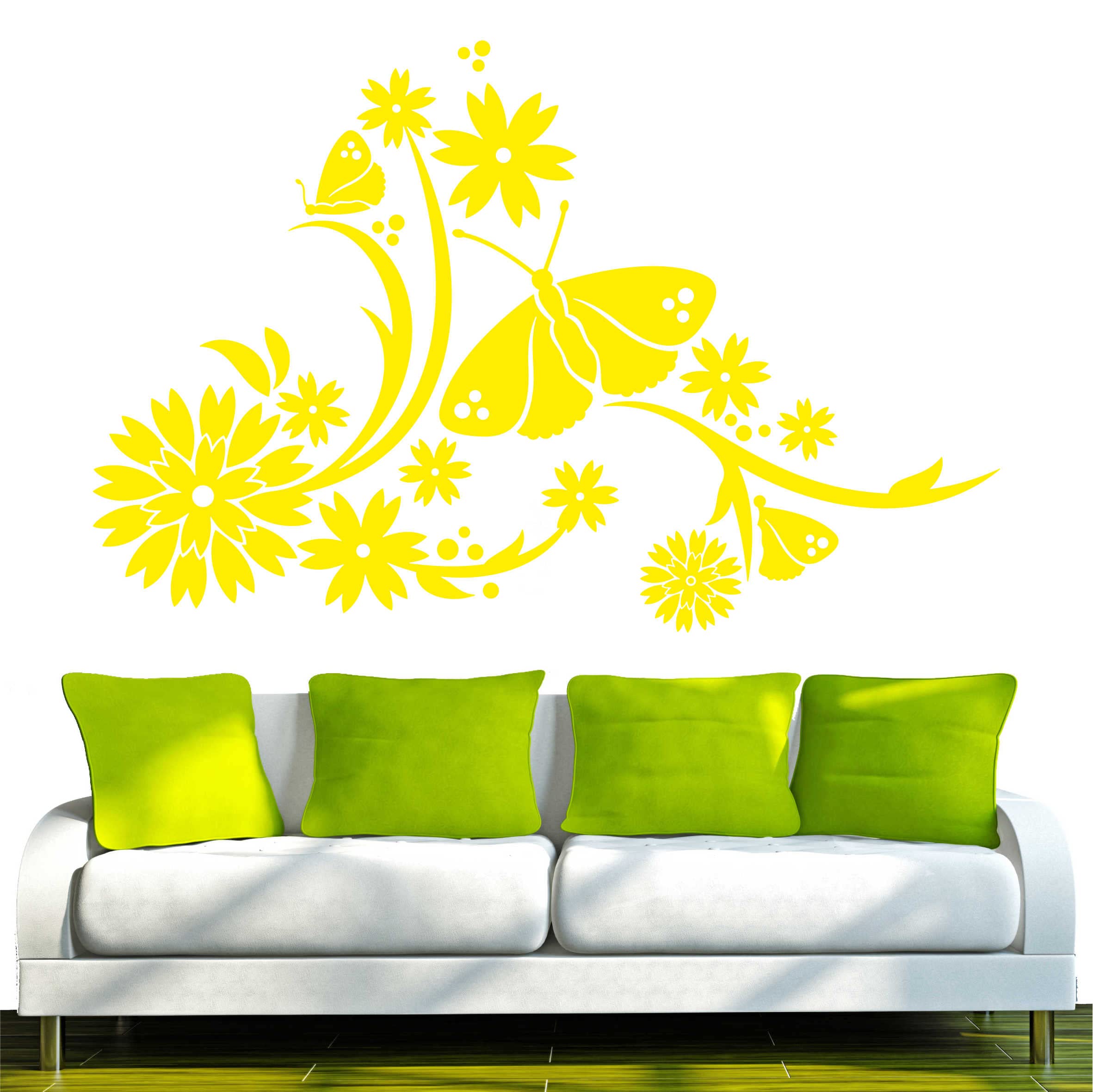 INDIGOS UG Adesivo Murale Home Sweet Home - Giallo, 120 X 62 Cm - Decorazione Da Parete Per Soggiorno, Cameretta, Ufficio