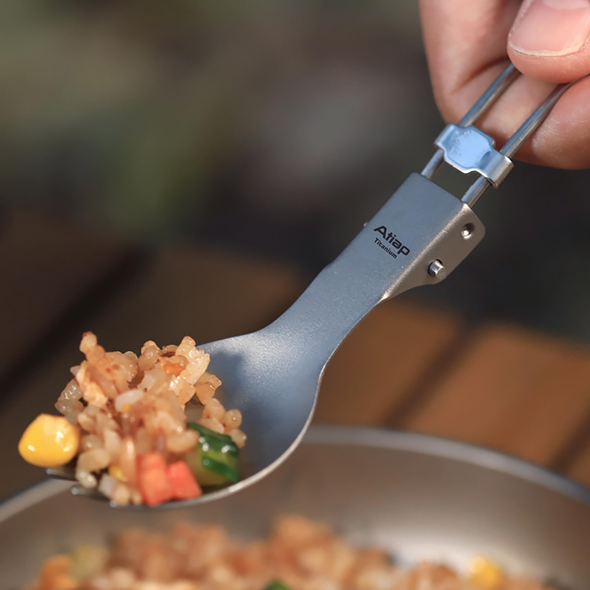 Titanium Klapplöffel Spork Outdoor Camping Geschirr Titan Besteck Spork Titan-Göffel (Ta8001F)