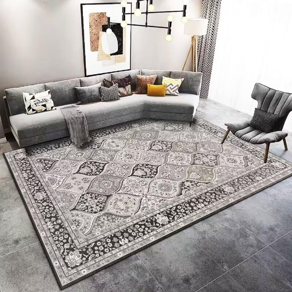 Tapis de salon géométrique gris antidérapant chambre enfant 160x230