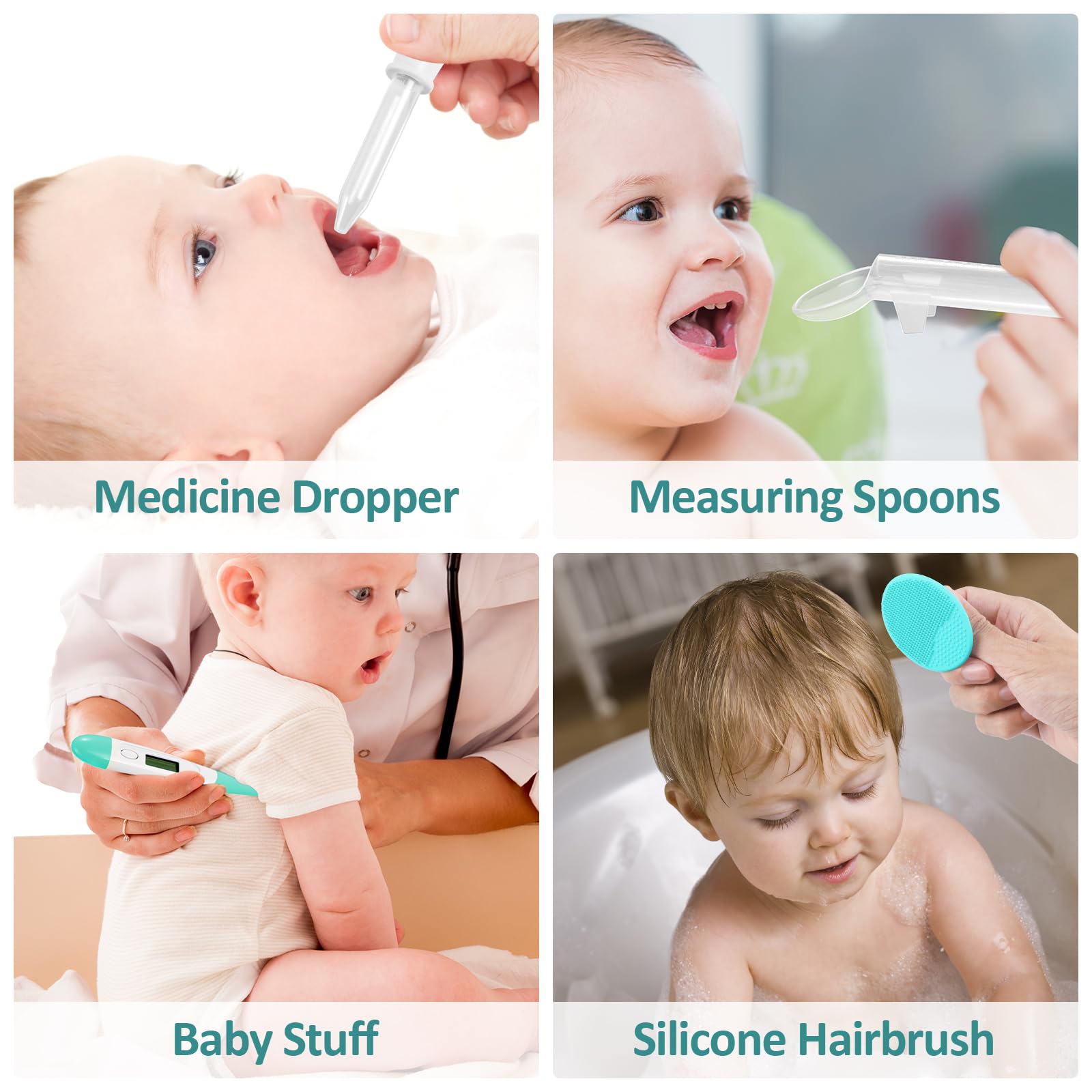 Baby Grooming Kit, Infant Safety Care Set with Hair Brush Comb Nail Clipper Nasal Aspirator,Baby Essentials Kit for Newborn Girls Boys (Green) view 5