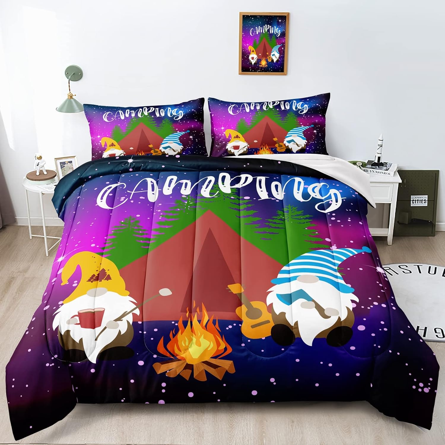 BDUCOK Happy Camping Bedding Sets for Boys Kids Girls