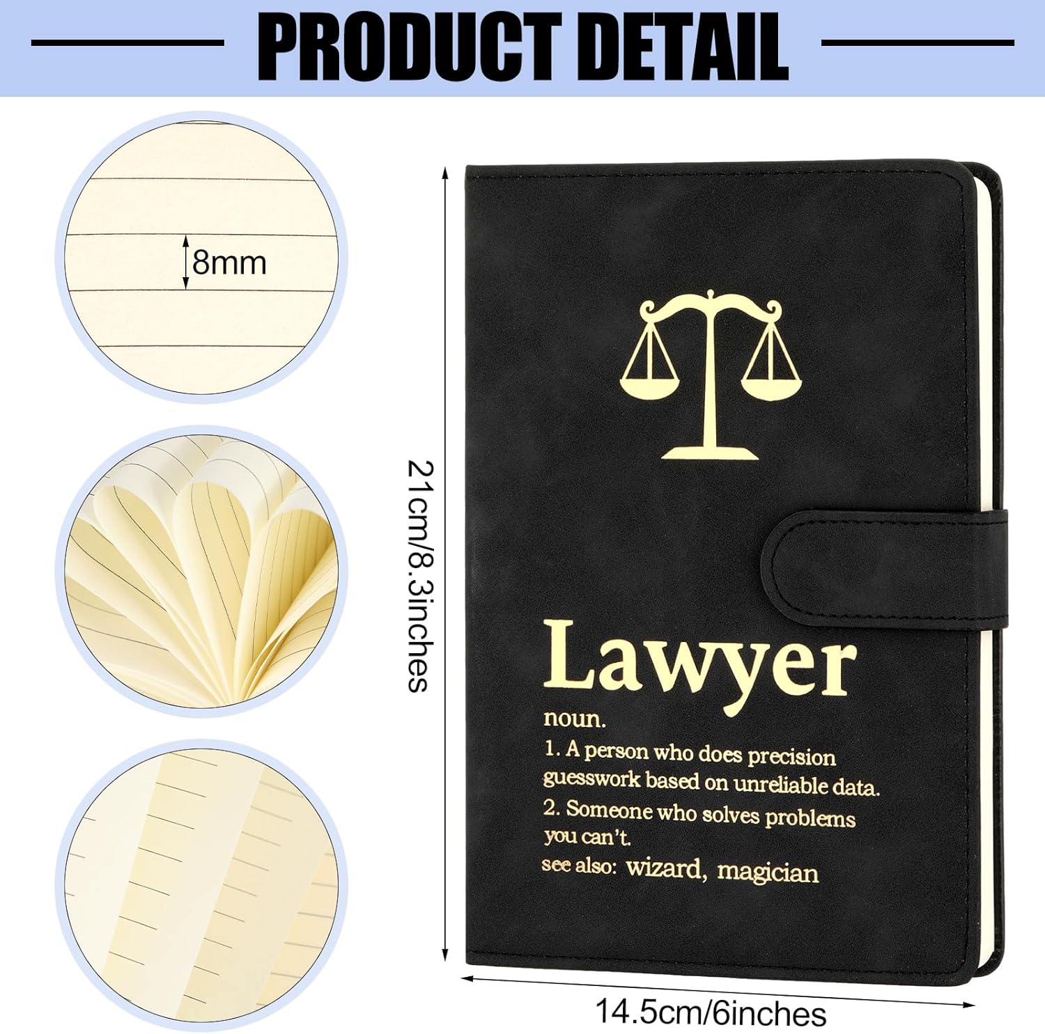 7 Pcs Lawyers Gifts Set for Men Include Leather Journal 11 oz Tears of Opposing Counsel Coffee Mug Law Pen Necktie Justice Cufflink Novelty Socks KeyChain Gift for Attorney Judge(Blue) - Image 5