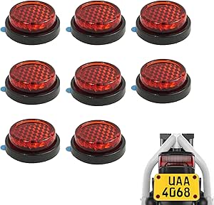 8PCS Motorcycle Reflectors Red Small Round Rear Red Reflectors 20 MM ...