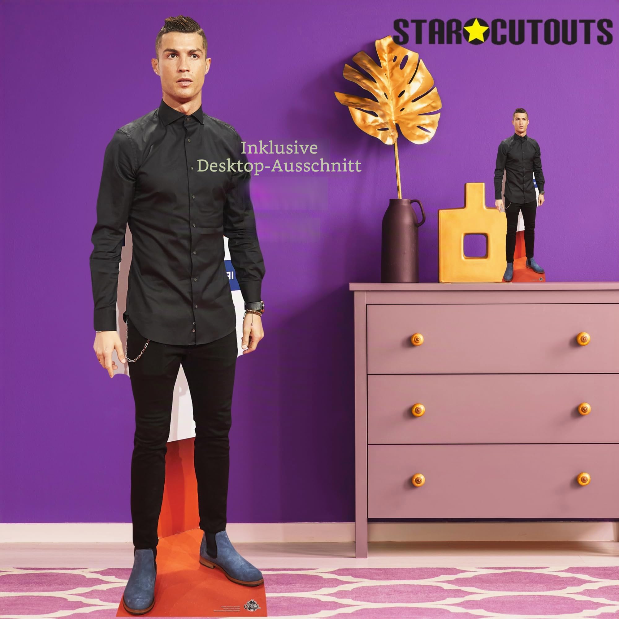 Star Cutouts Pappfigur Cristiano Ronaldo in Lebensgröße, Mehrfarbig