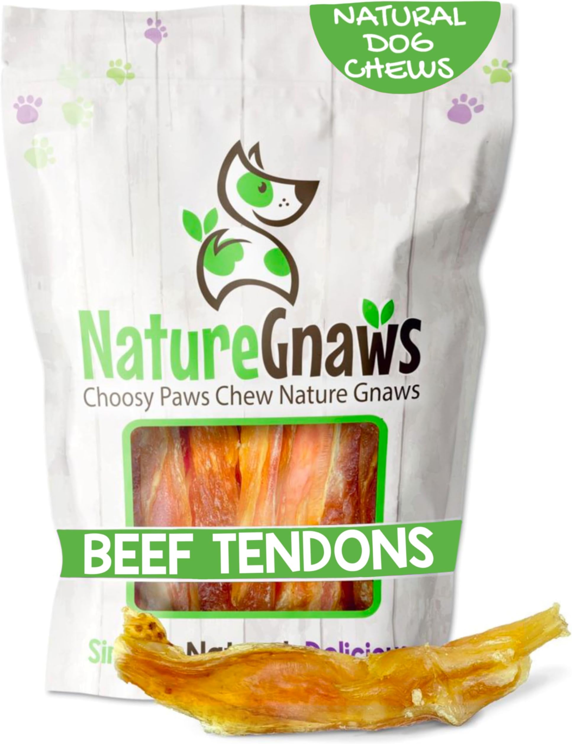 Nature Gnaws Tendon Chews 4-5" (12 Pack) - 100% All Natural Grass Fed Premium Beef Dog Chews - Promotes Healthy Joints & Ligaments