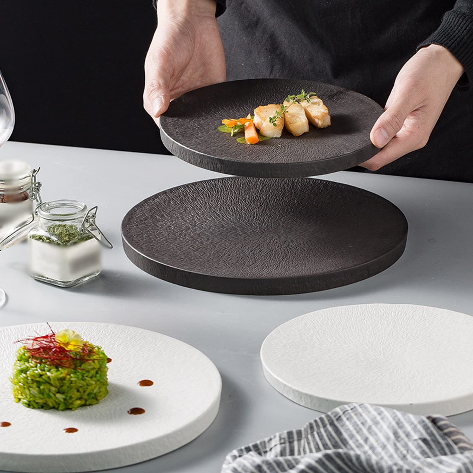Plaque de Service Assiette à steak créative Assiette à manger occidentale Assiette à manger à la maison Assiette commerciale for la maison, le restaurant, l'hôtel Assiettes ( Color : Bianco , Size : S
