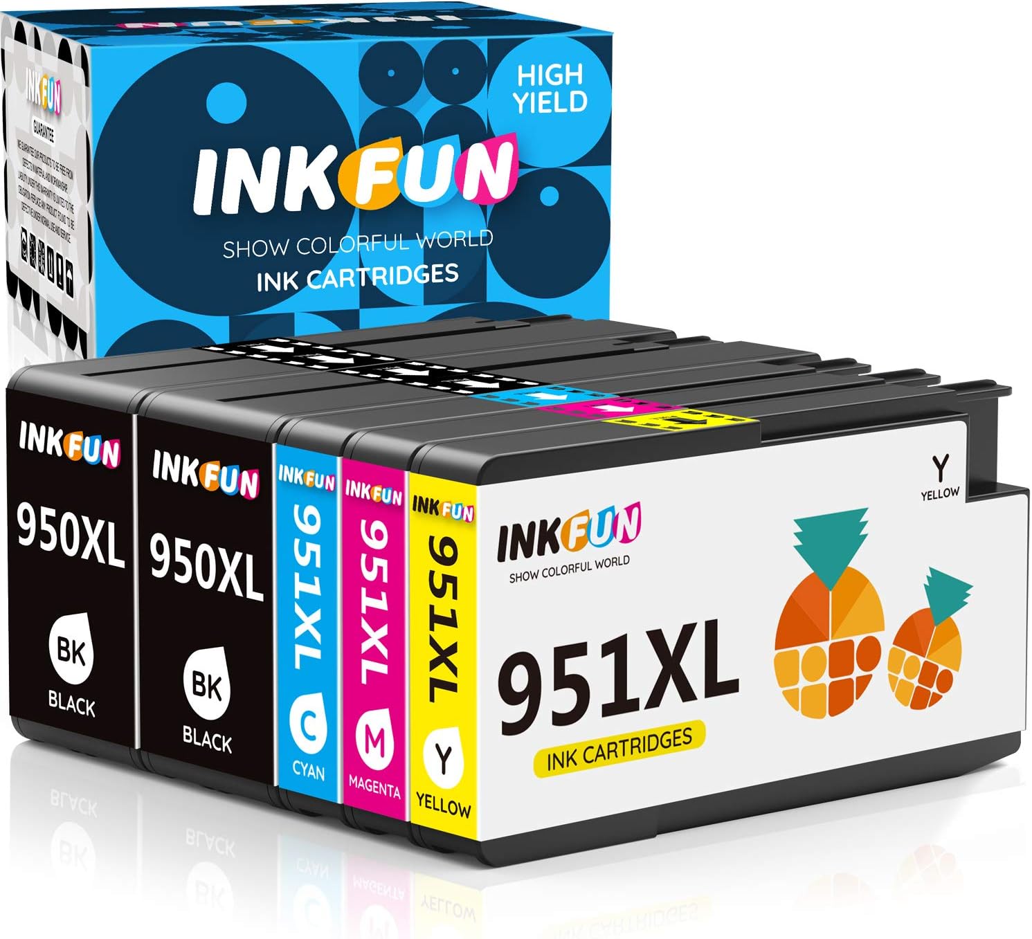 INKFUN Compatible with HP 950xl and 951xl Ink cartridges Combo Pack for Officejet