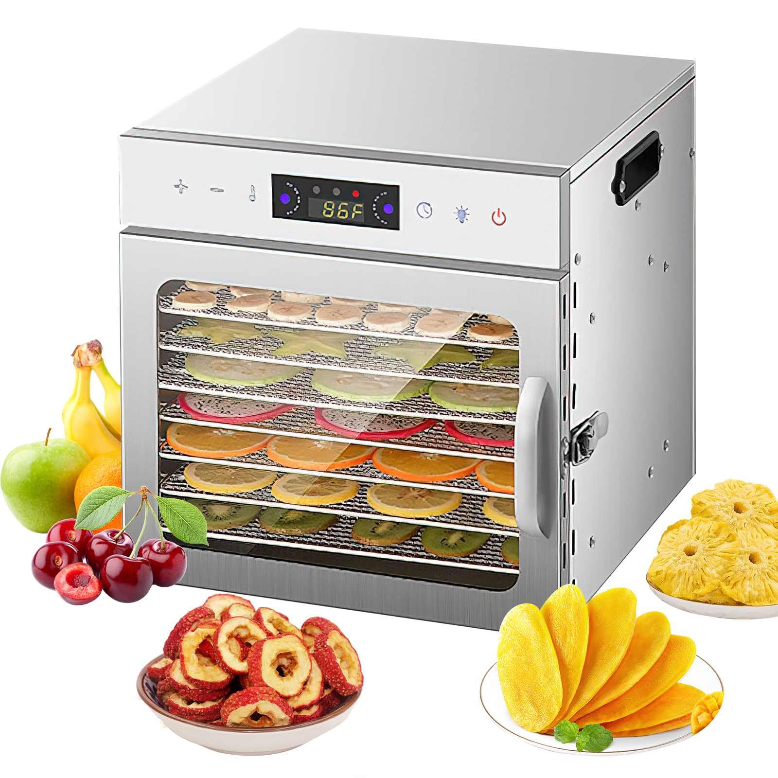 Deshidratador alimentario 400 W, 8 bandejas de acero inoxidable ajustables