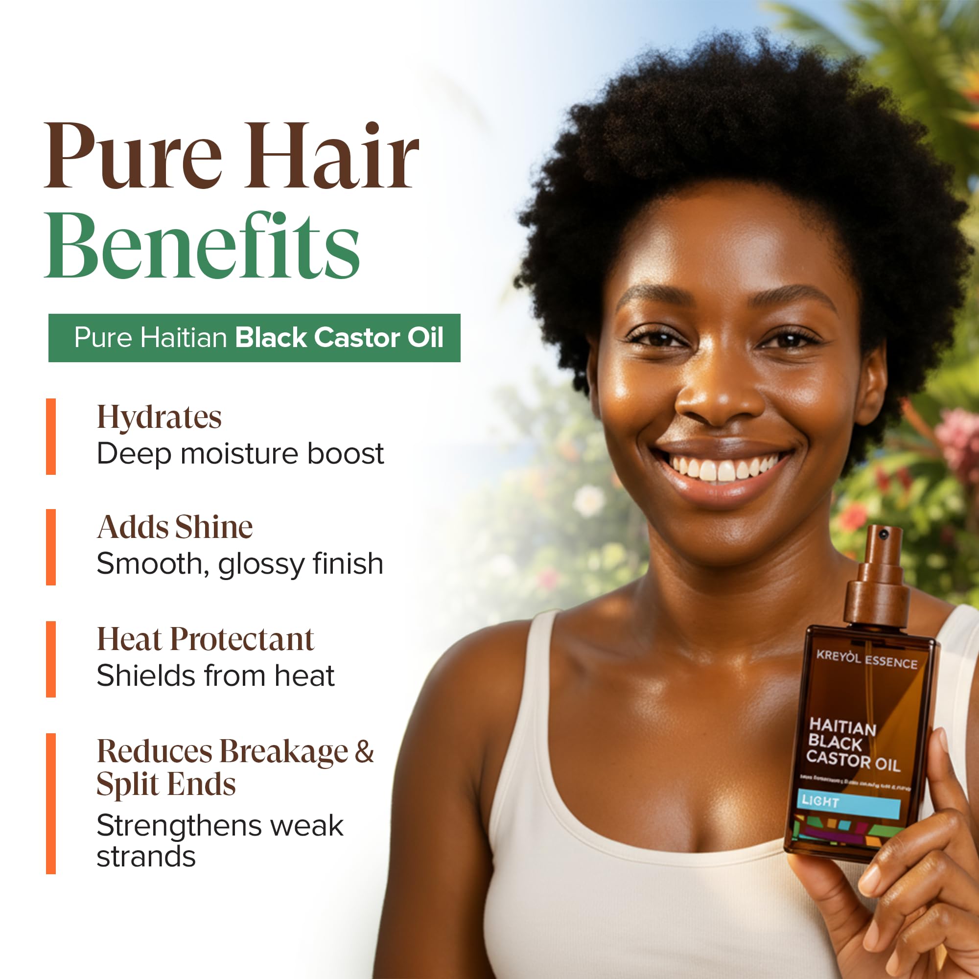 Kreyol Essence Haitian Black Castor Oil Light Hair Oil with Heat Protection