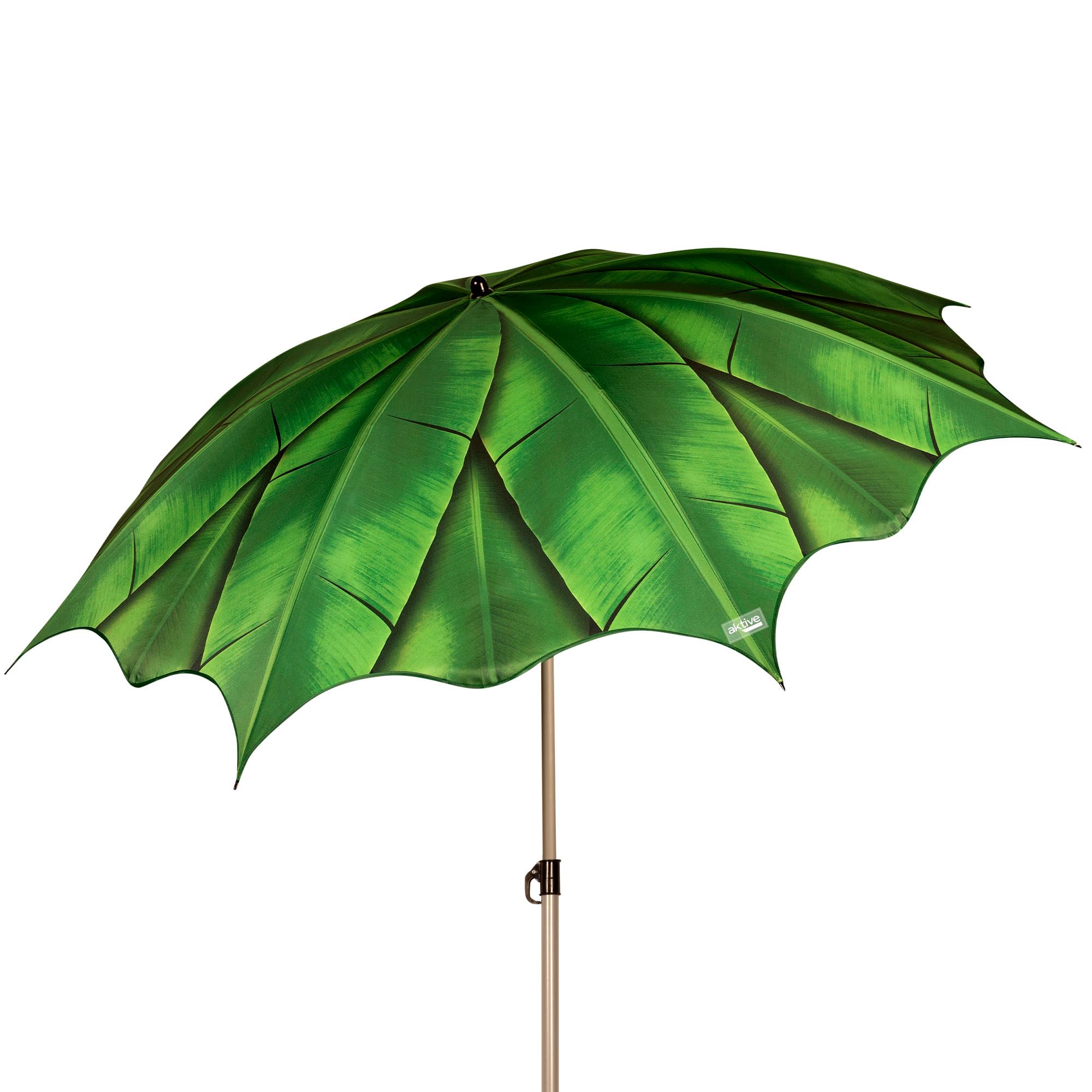 AKTIVE Sombrilla de playa hojas, 200 cm, Diseño fotorrealista, Mástil acero, Inclinable y regulable en altura, Tejido poliéster, Protección UV40, Sombrillas grandes, Funda transporte asa (62326)