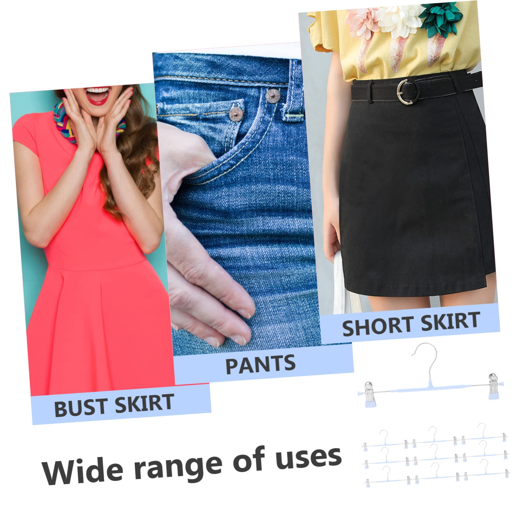DECHOUS 10Pcs Strong Pants Hangers Skid Clip Hangers for Jeans Skirts and Trousers Household Clothing Accessories Space Saving Design