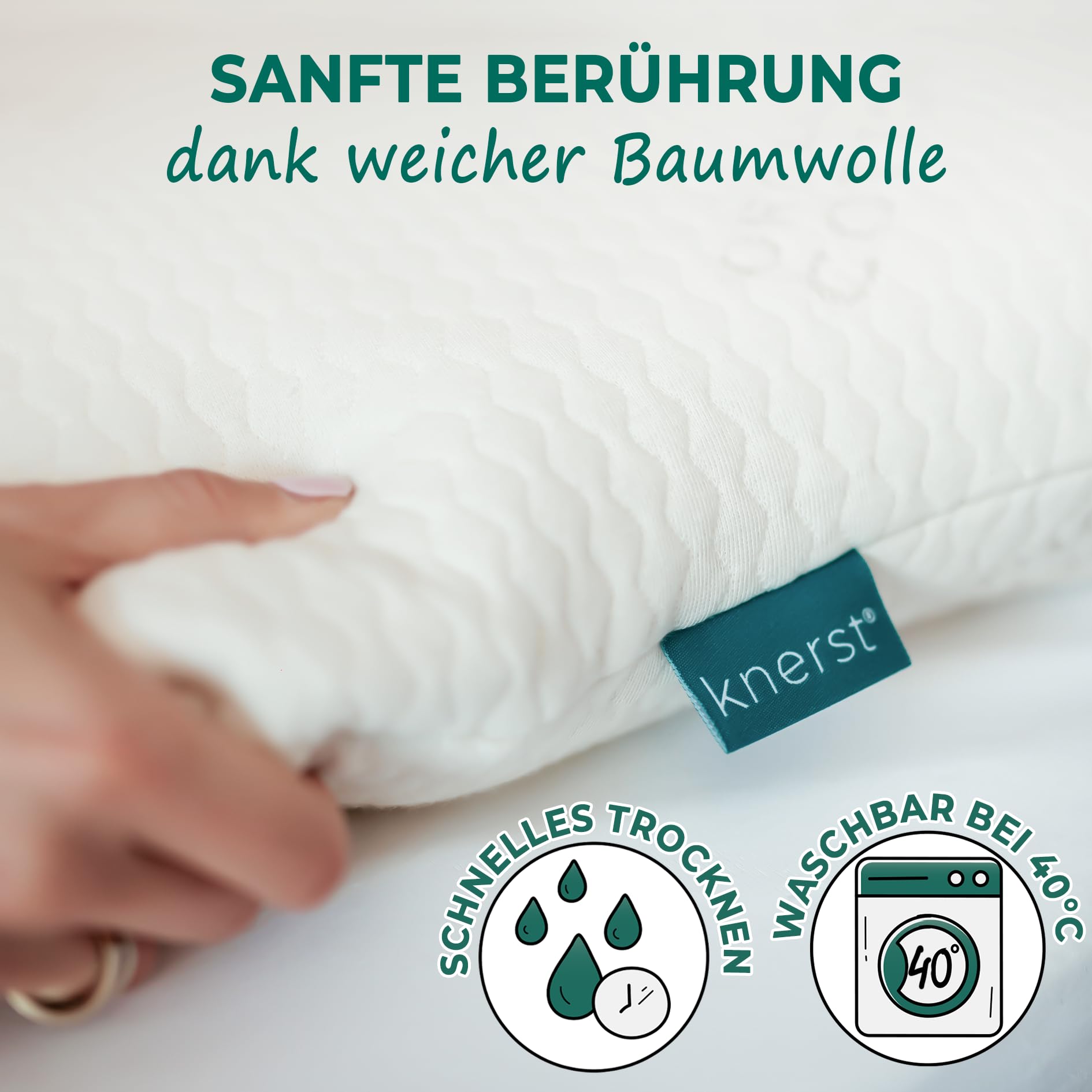 KNERST® Nackenkissen - Orthopädisches Kissen für ultimativen Komfort in jeder Schlafposition - Nackenstützkissen - Memory Foam Kissen - ergonomisches Kopfkissen [Höhe 9cm] - für Bezüge 40x80cm
