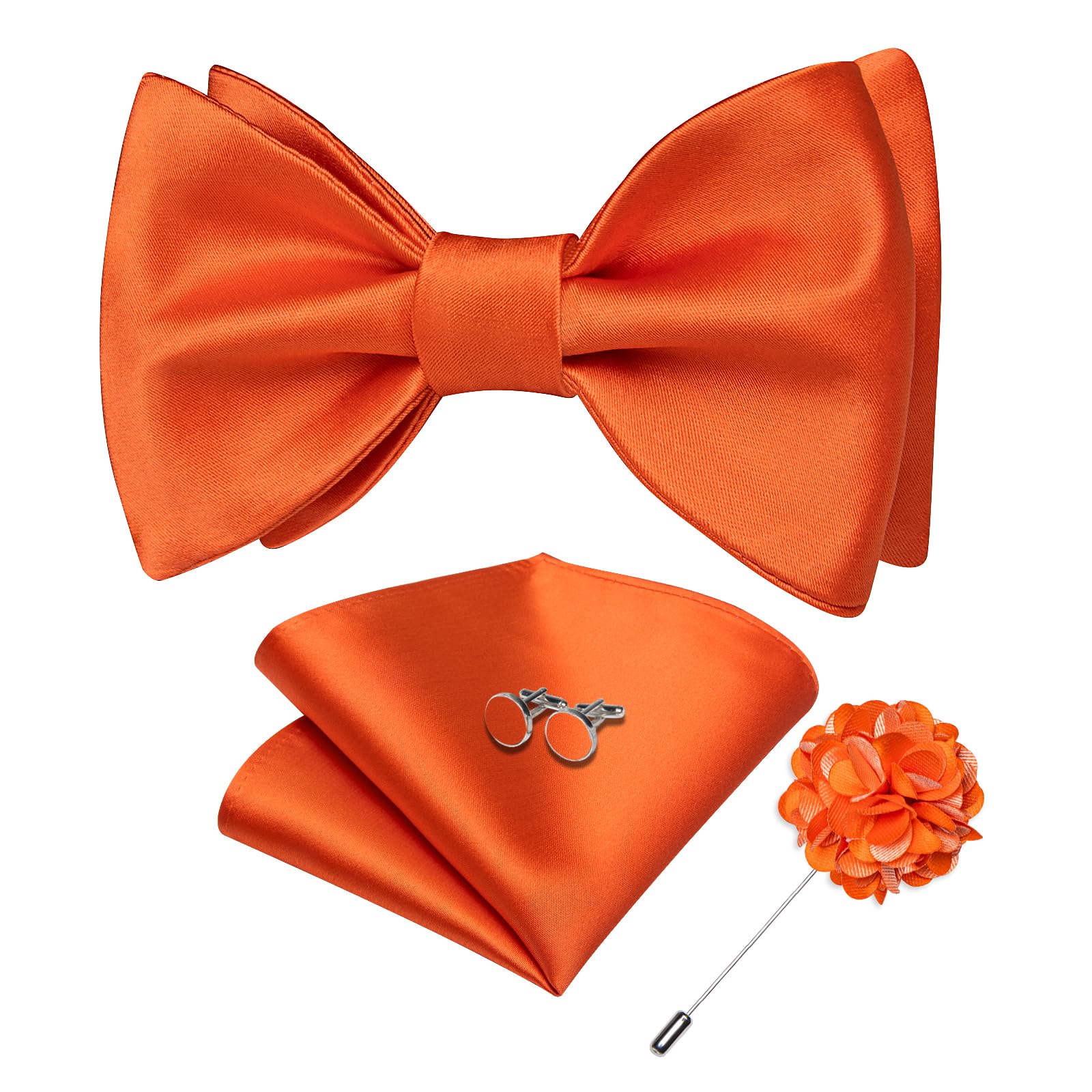 DiBanGu Satin Bow tie Self-Tied Bowtie Set for Men Wedding Prom