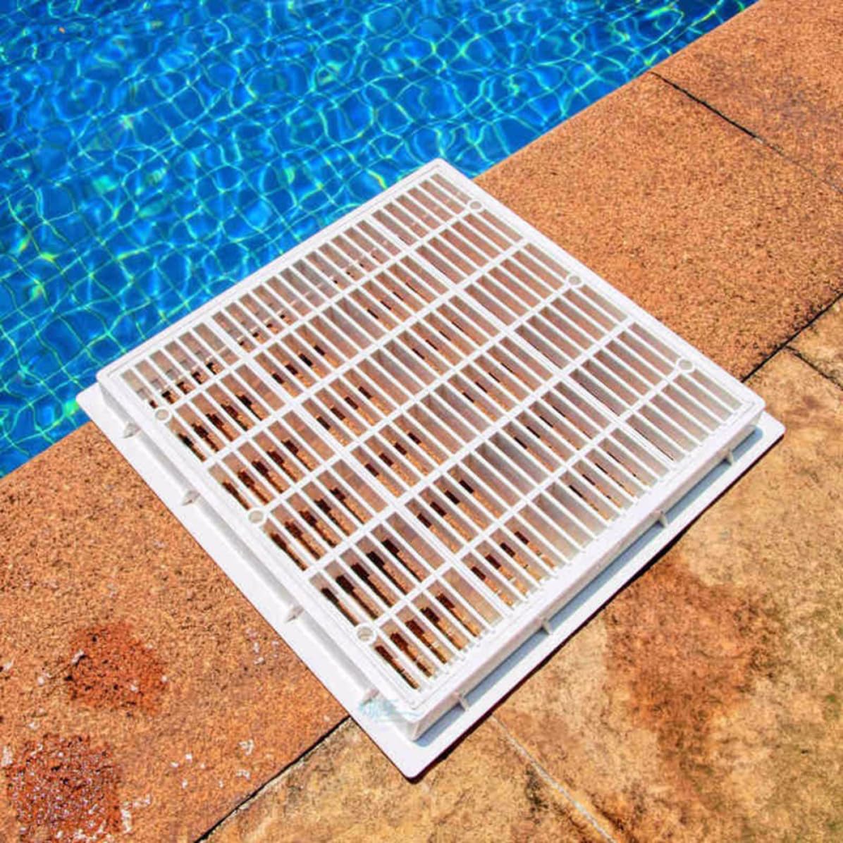Toyvian Escurridor de Fondo de Piscina, Desagüe de Piso Cuadrado Principal, Plástico Blanco, 9 Pulgadas, para Estanque y SPA, Superficie Lisa para Limpiafondos, Flujo al Desagüe