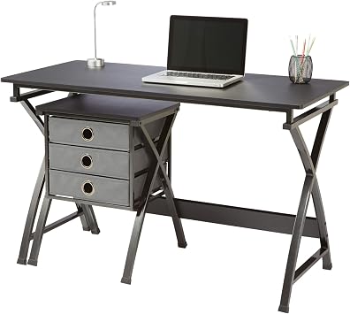 Realspace X-Cross 48 W Computer Desk with File Cabinet, Black