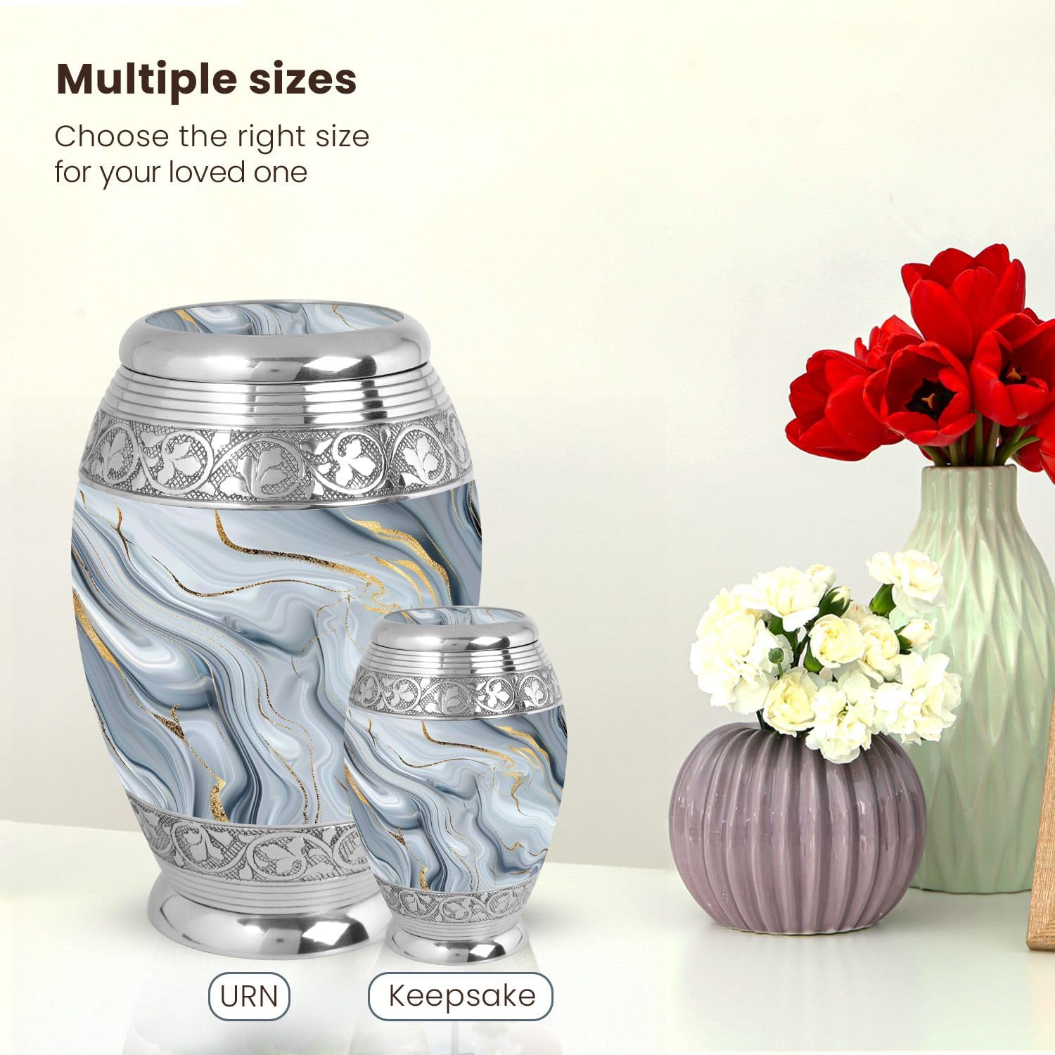 YATHABHISA White Marble Aluminium Mini Urns for Human Ashes Adult Male, 3 Inch, 1 Pcs, 3" Keepsake Pack of 1 - Image 4
