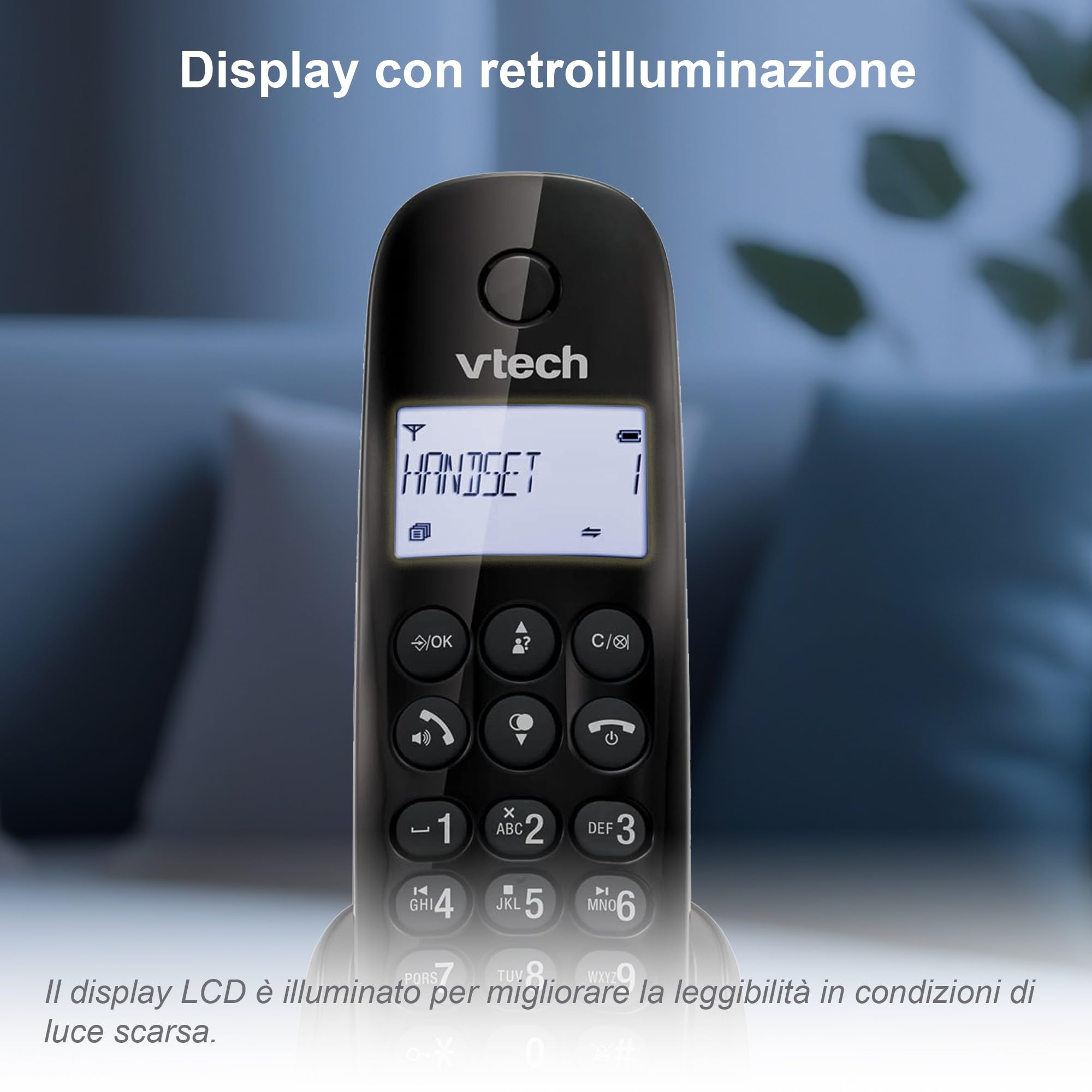 VTech CS1450 Telefono cordless DECT con segreteria telefonica, funzione vivavoce, blocco chiamate, identificazione chiamante/funzione di chiamata in attesa, display retroilluminato, modalità ECO
