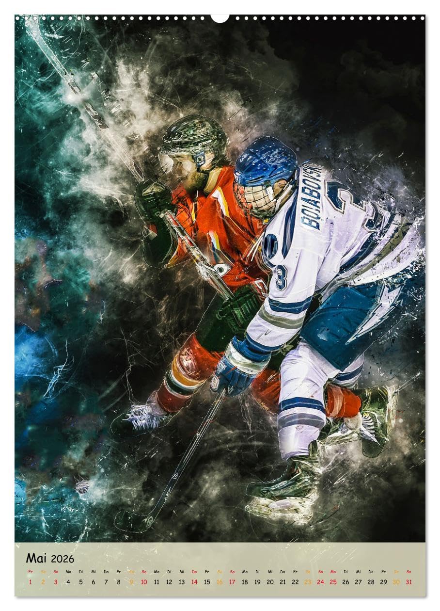 Eishockey spektakulär (hochwertiger Premium Wandkalender 2026 DIN A2 hoch), Kunstdruck in Hochglanz: Teamsport der Extra-Klasse - Kraft, Ausdauer, Härte und Schnelligkeit. (CALVENDO Sport)
