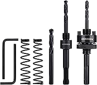 Vista 1 de SDS-Plus - Mandril de sierra de agujero, incluye 2 ejes de sierra de agujero con 3 taladros centrales HSS (M2) de 1/4 de pulgada, 2 llaves