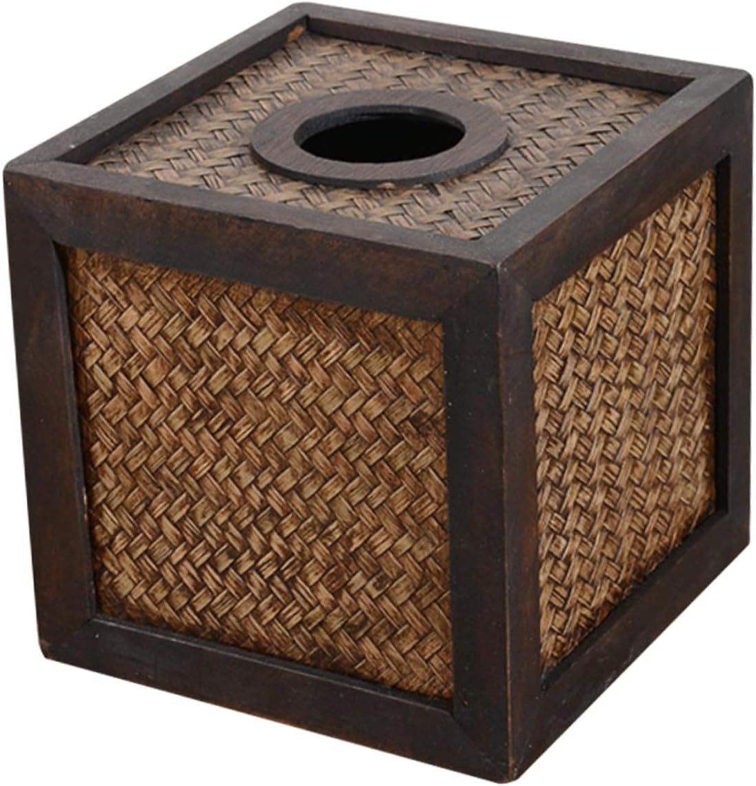 Homoyoyo Bamboo Tissue Box Cover Handwoven Square Decorative Storage Box for Living Room Boho Decor