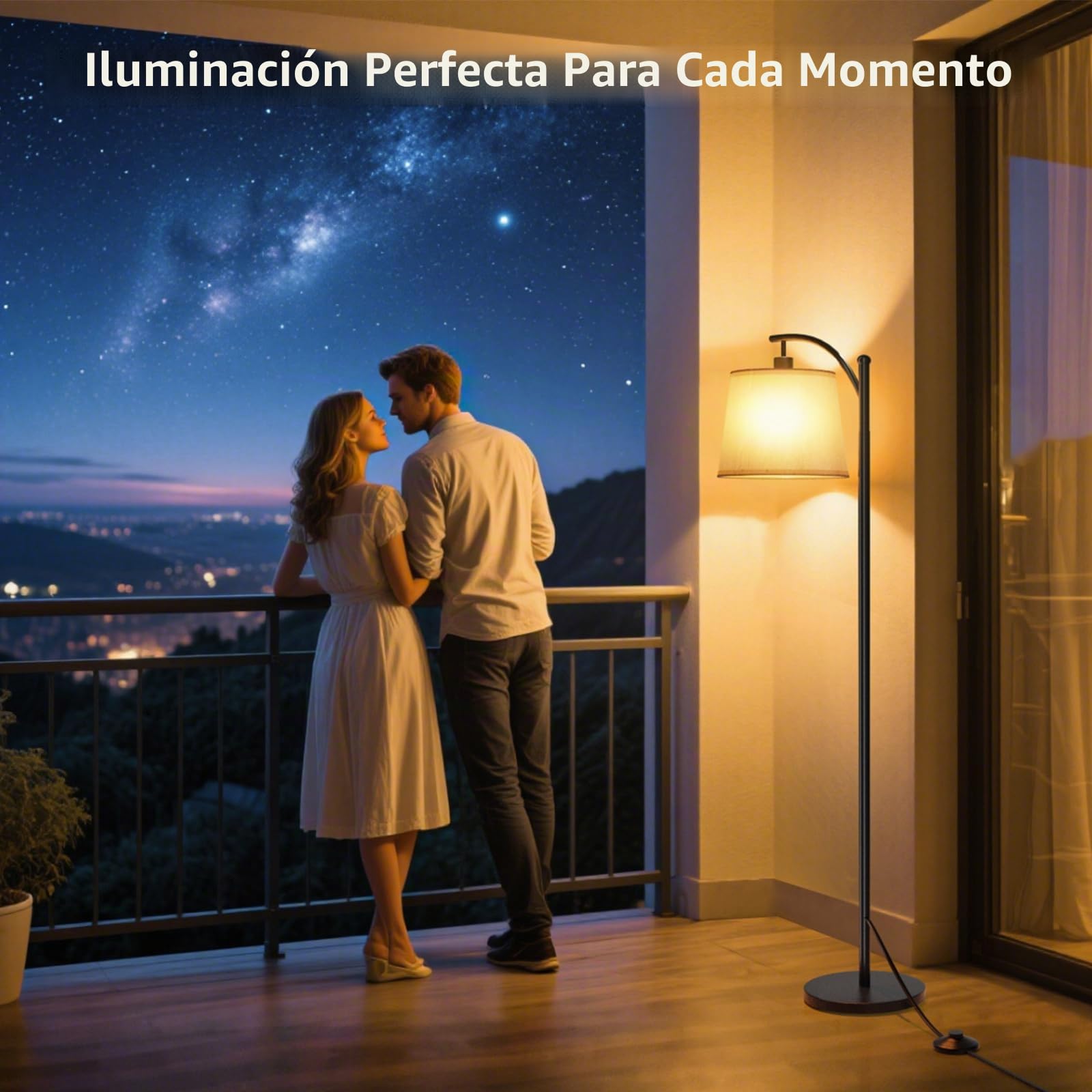 Lámpara de Pie para Salón, Lámpara de Pie Led con Control Remoto, Interruptor de Pie, 3 Temperaturas de Color, Adecuada para Salón, Dormitorio y Oficina