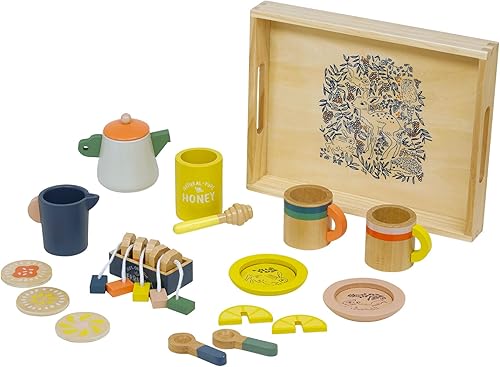 Miniatura 2 de Manhattan Toy Flora & Fauna - Juego de té de madera de 23 piezas para niños pequeños y niños