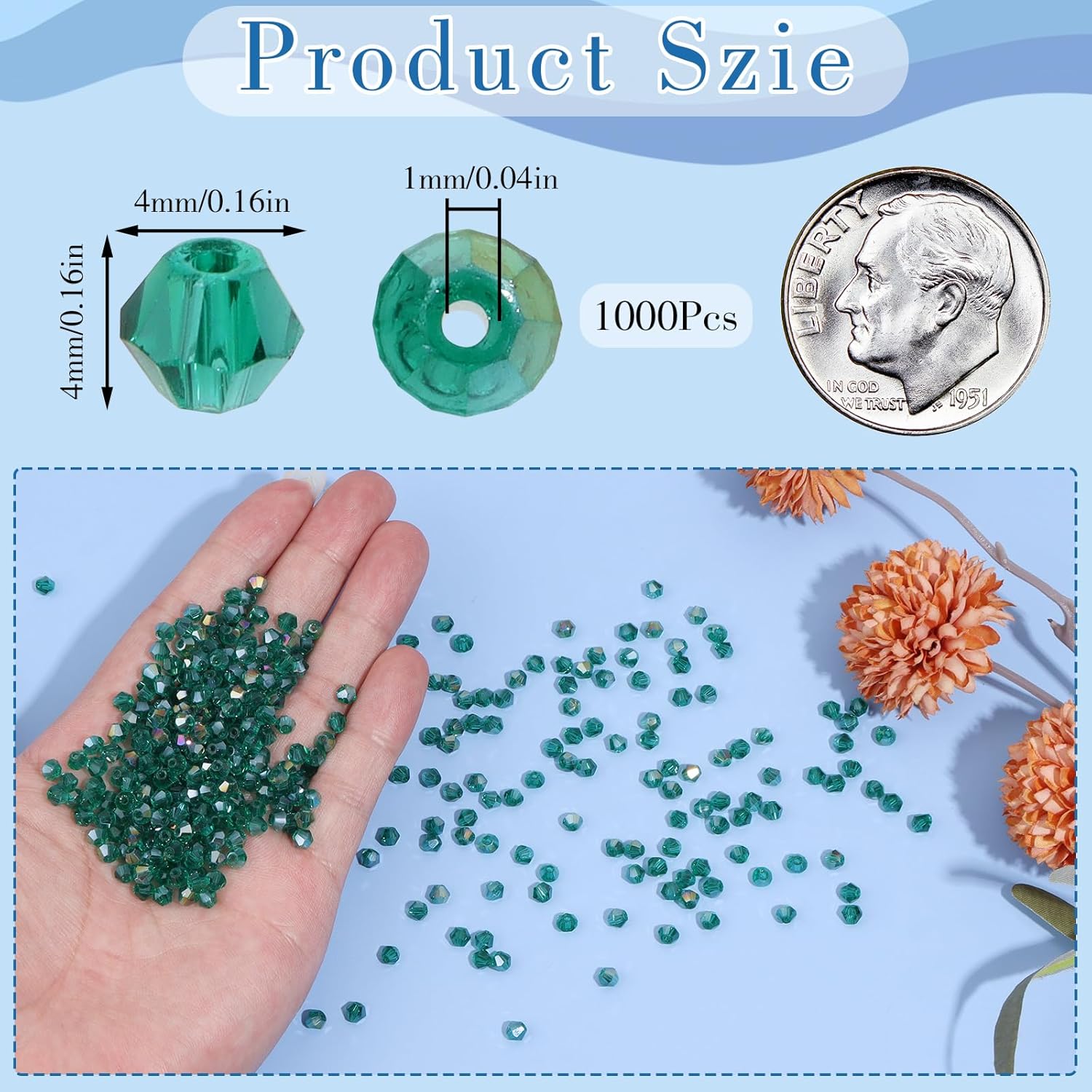 1000Pcs 4mm Faceted Crystal Glass Bicone Beads Loose Bead for DIY Bracelet Necklace Earring Keychain Jewelry Making,Peacock Green AB - Image 2