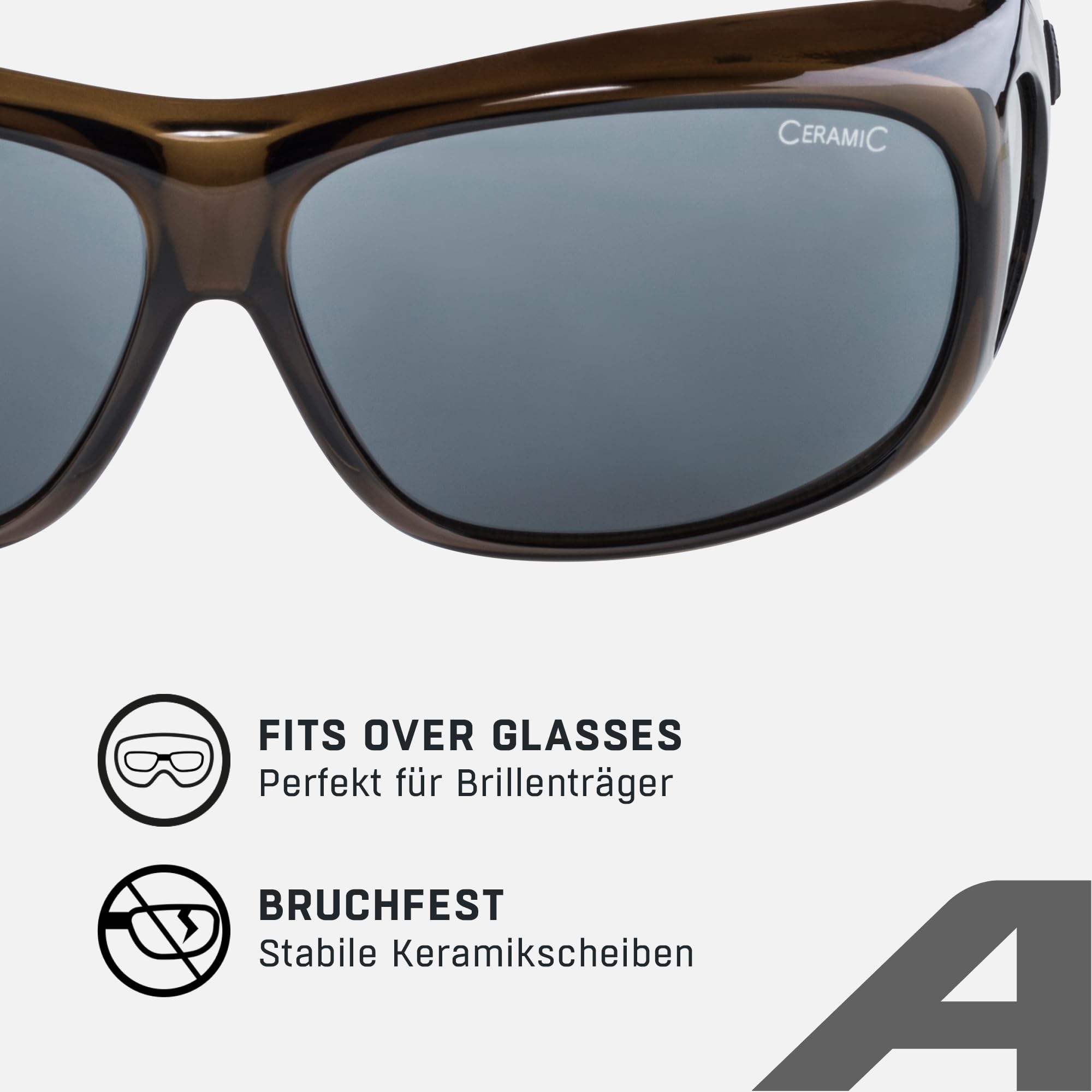 Alpina Overview - Verzerrungsfreie und Bruchsichere Sonnenbrille für Brillenträger, Aufsatz für Brillenträger, 100 Prozent UV-Schutz Für Erwachsene