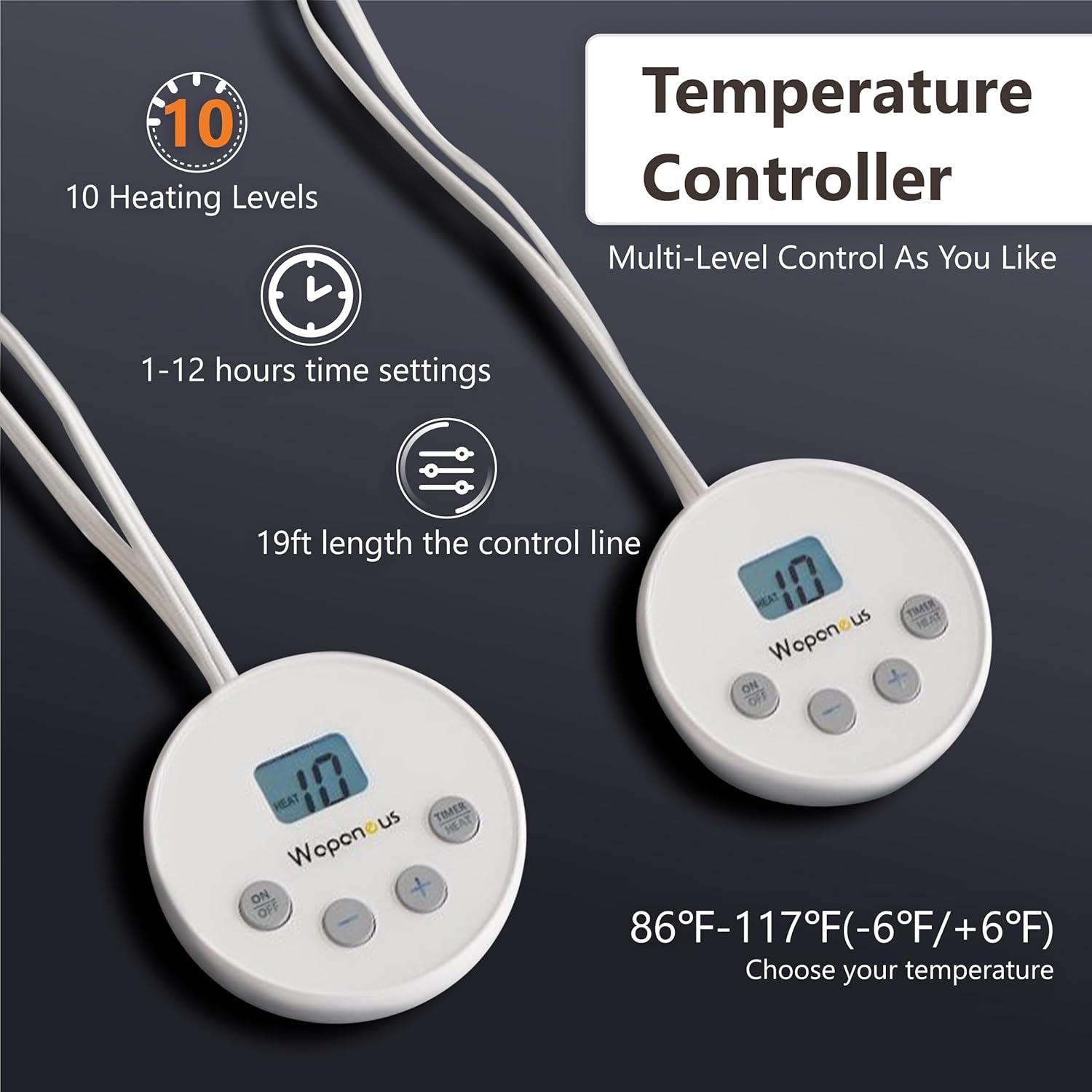 Wapaneus Heated Blanket Electric Queen Size 84"x90"-Dual Control with 10 Heat Levels 12 Timer Settings and 8 Hours Auto-Shut Off,Fast-Heating Electric Blanket,ETL Listed Machine Washable,Ivory - Image 7