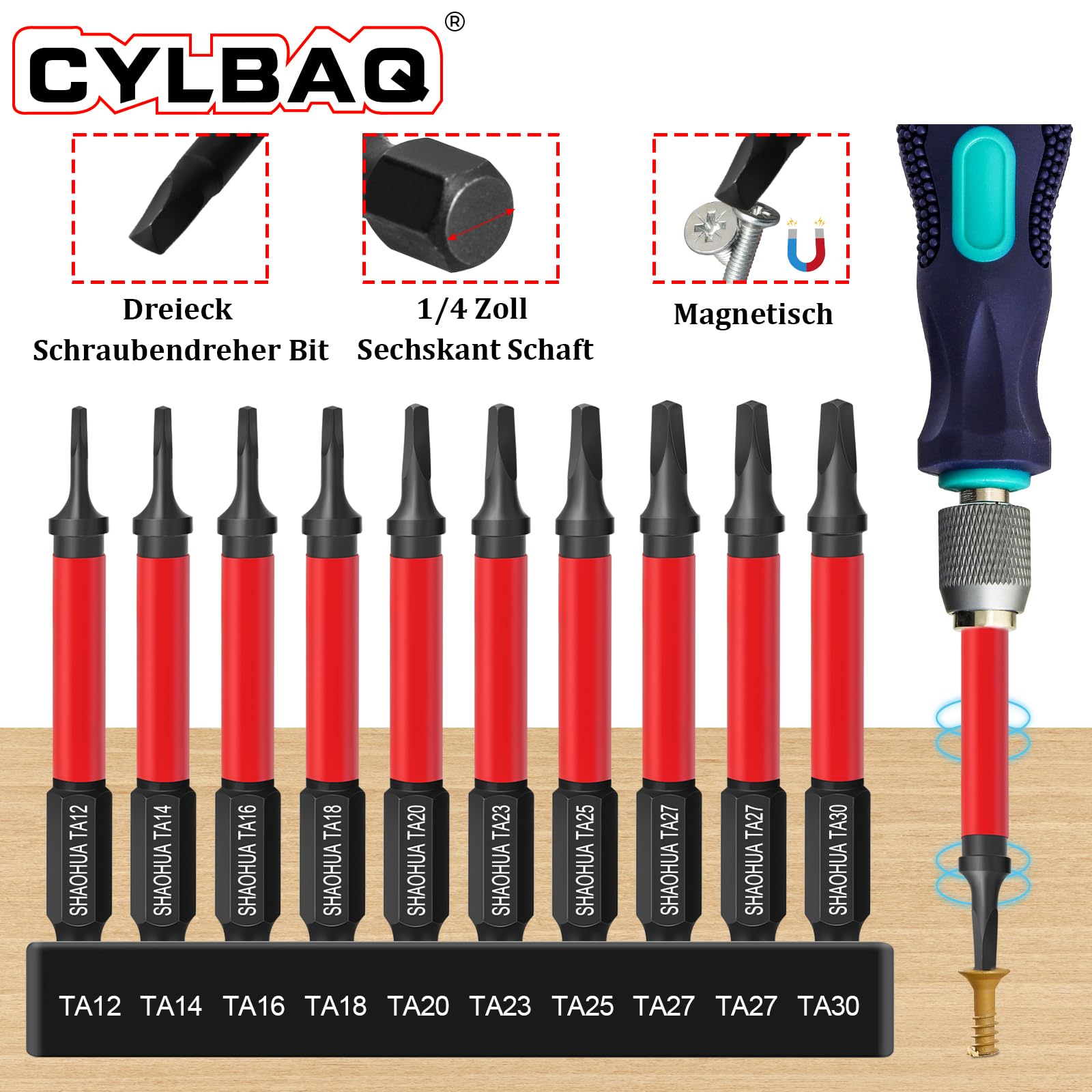 MIGUBIGU 10 Pezzi Cacciaviti a Testa Triangolare + Cacciavite Attacco Quadrato con Magnetiche, TA18, TA20, TA23, TA27, TA30, SQ1, SQ2, SQ3, Set Punte Triangolari in Acciaio da 1/4 MIGUBIGU 10 Pezzi Cacciaviti a Testa Triangolare + Cacciavite Attacco Quadrato con Magnetiche, TA18, TA20, TA23, TA27, TA30, SQ1, SQ2, SQ3, Set Punte Triangolari in Acciaio da 1/4