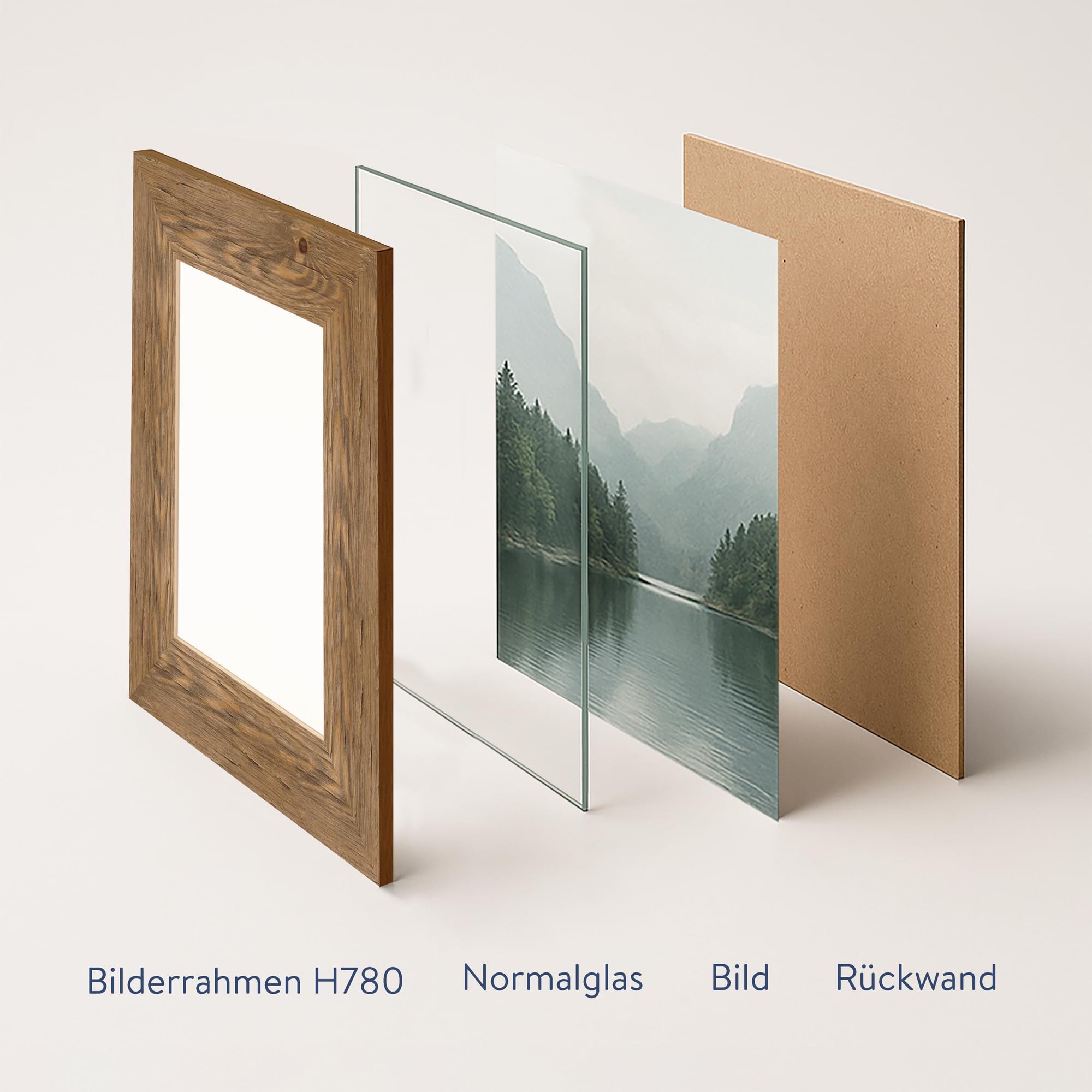 WANDStyle Bilderrahmen 40x50 Eiche, rustikaler Bilderrahmen Holz 40x50 cm | Hochwertiger Holzbilderrahmen, Posterrahmen zum Aufhängen, Rahmen 50x40 cm, Fotorahmen H780 - Made in Germany